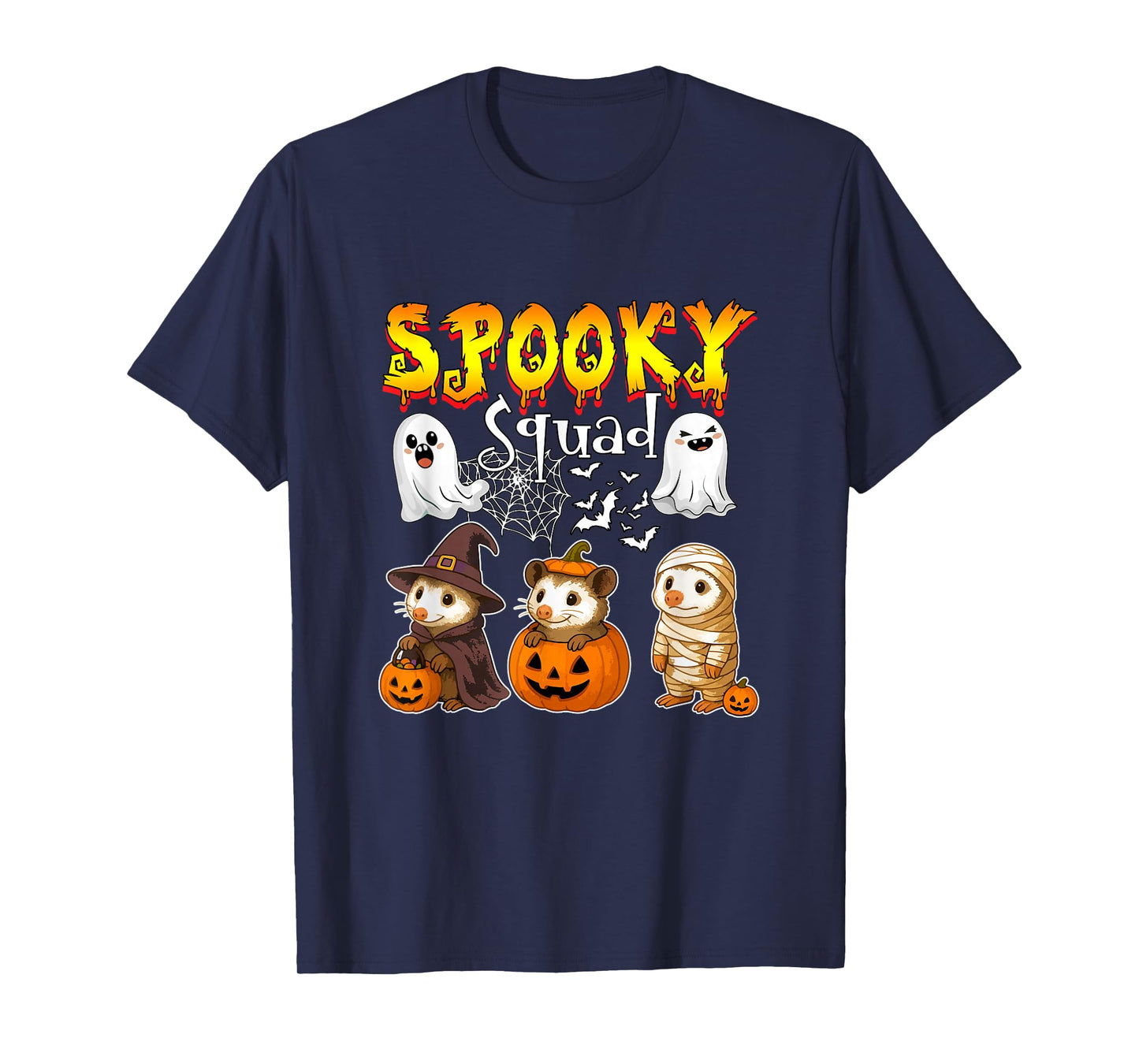 Spooky Halloween Squad Three Cute Opossums Cosplay Witch T-Shirt