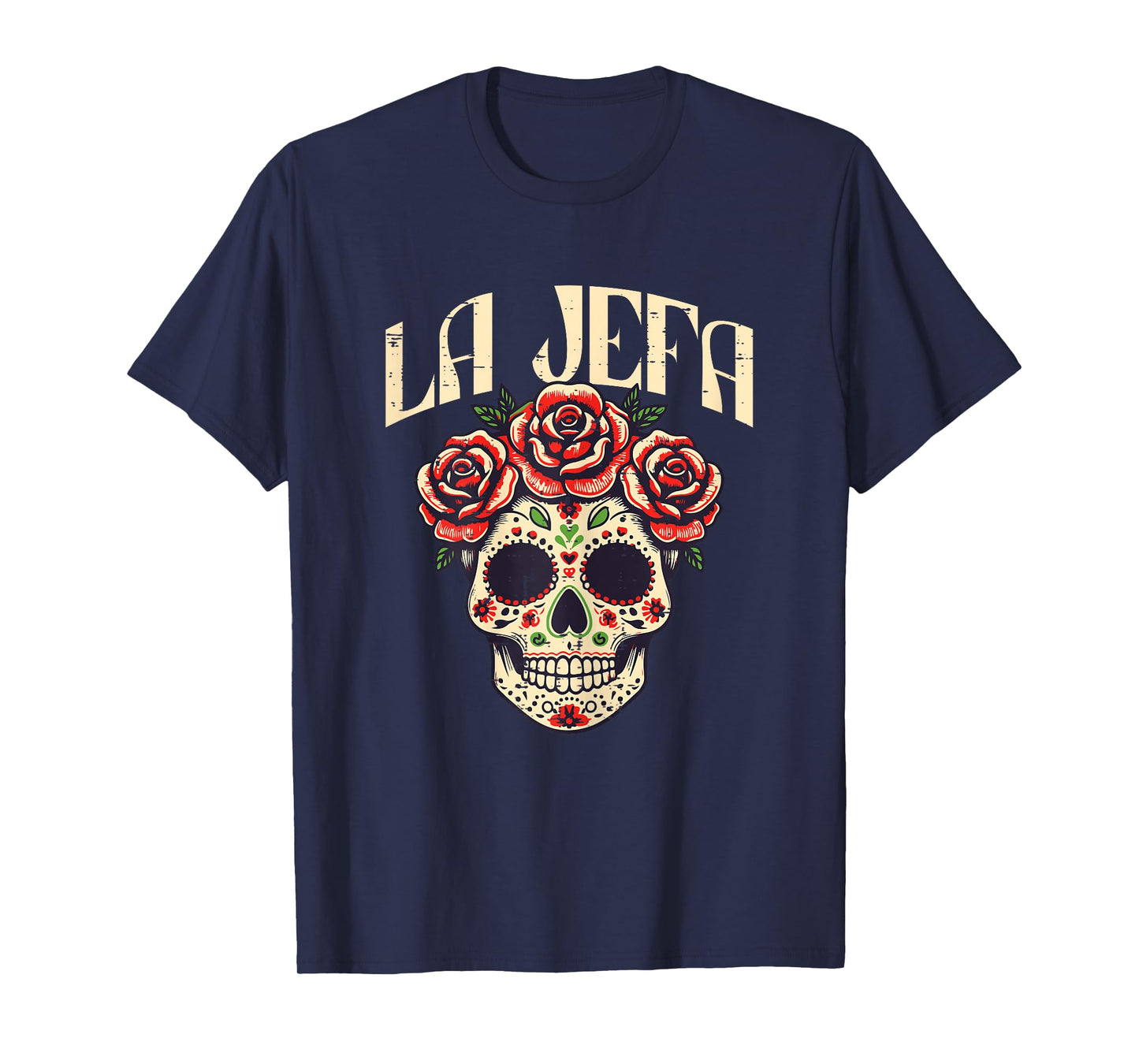 Mexican La Jefa Sugar Skull Cinco De Mayo Women Girls Kids T-Shirt