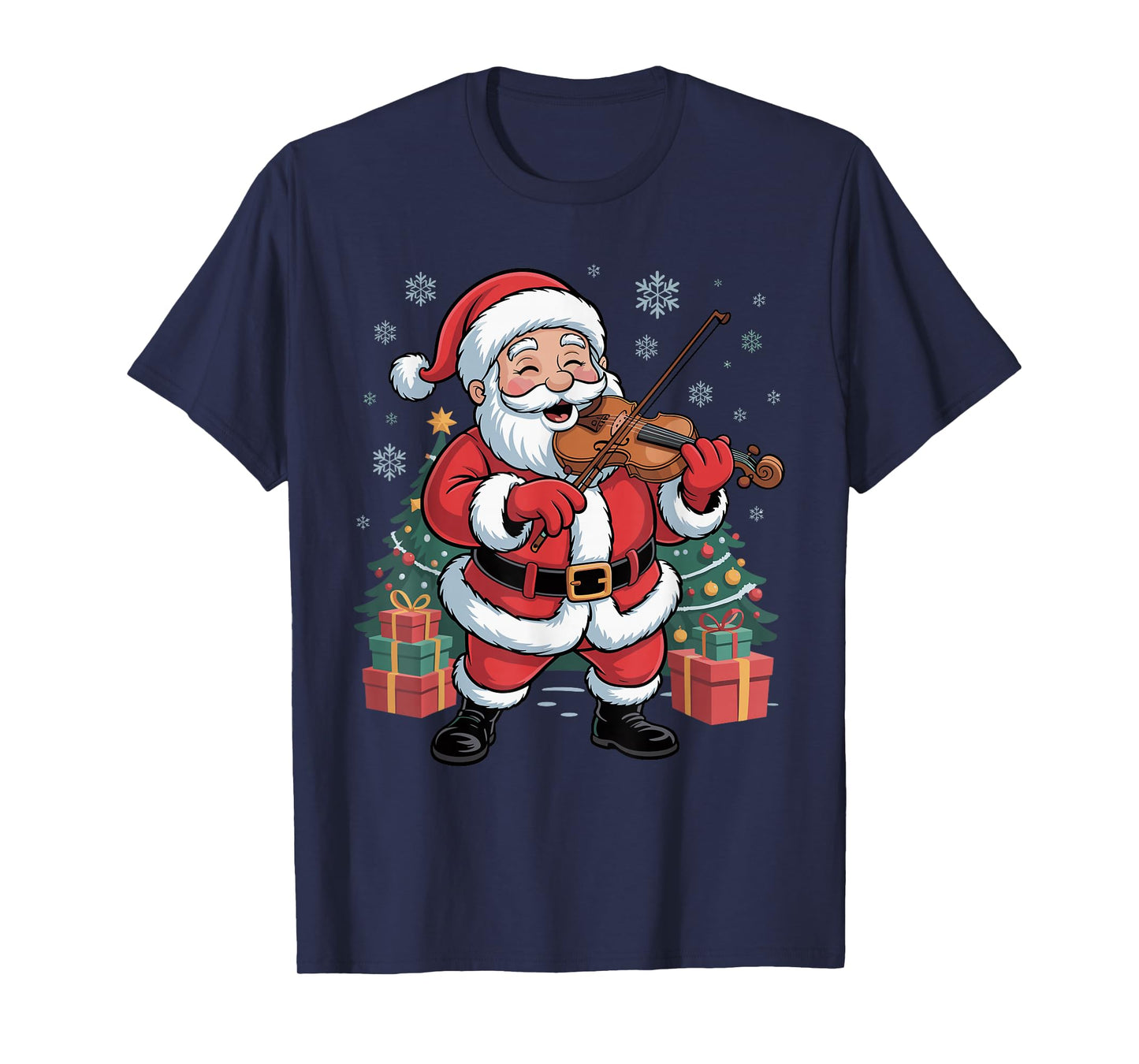 Funny Santa Christmas Design Violin Holiday Xmas Pajama T-Shirt
