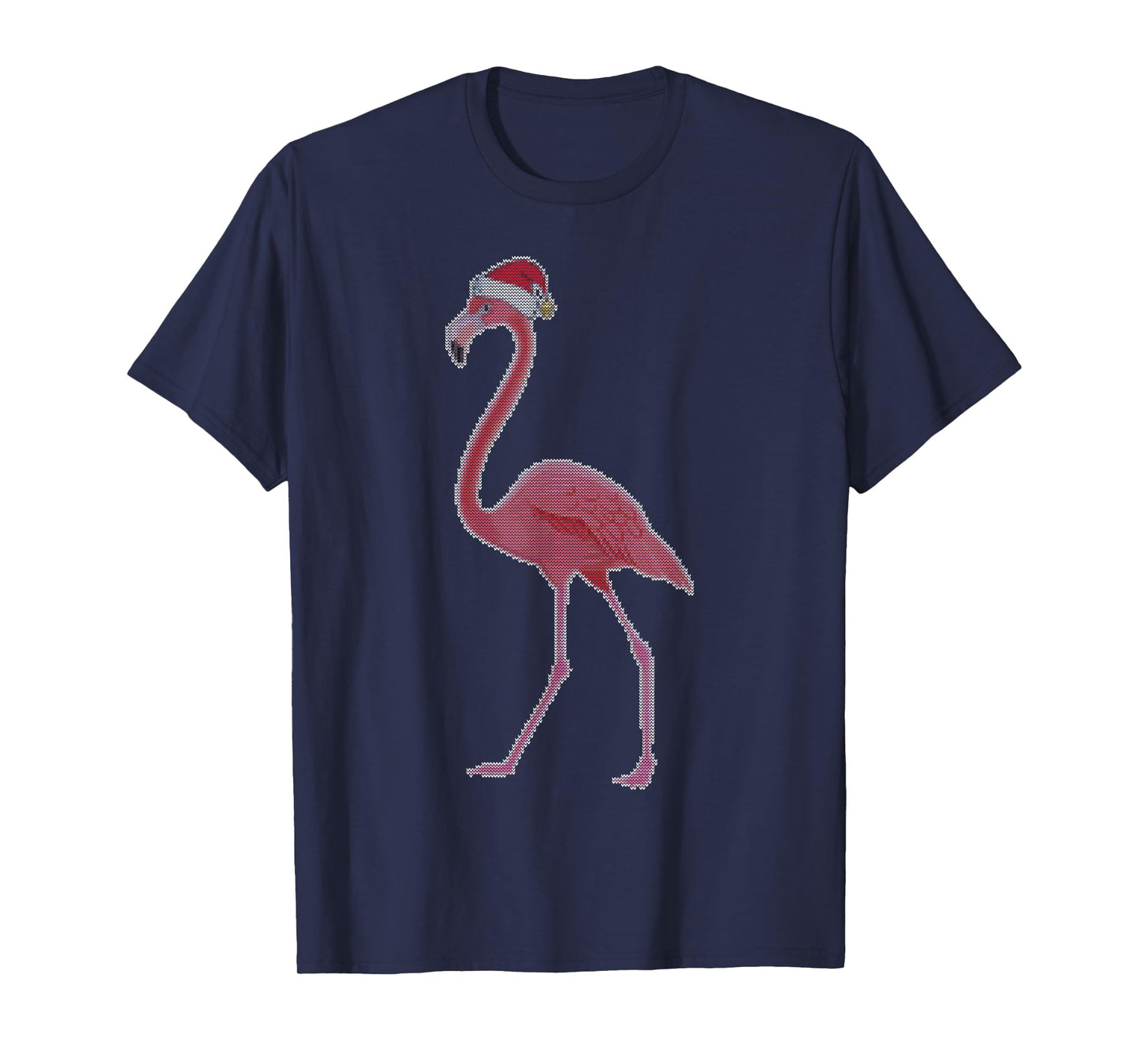 Ugly Christmas Flamingo Santa Holiday Knitted Look T-Shirt