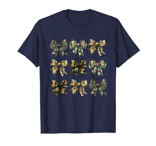 Camouflage Camo Bow Girls Camo Coquette Bow Hunting Women T-Shirt