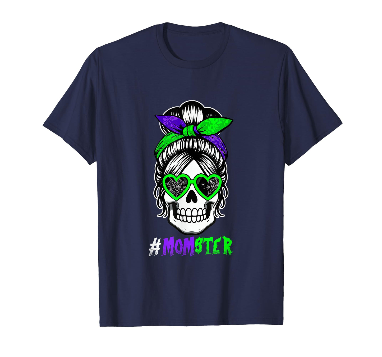 Mom Funny Joke Monster Halloween Skull Sunglasses Bow Tie T-Shirt