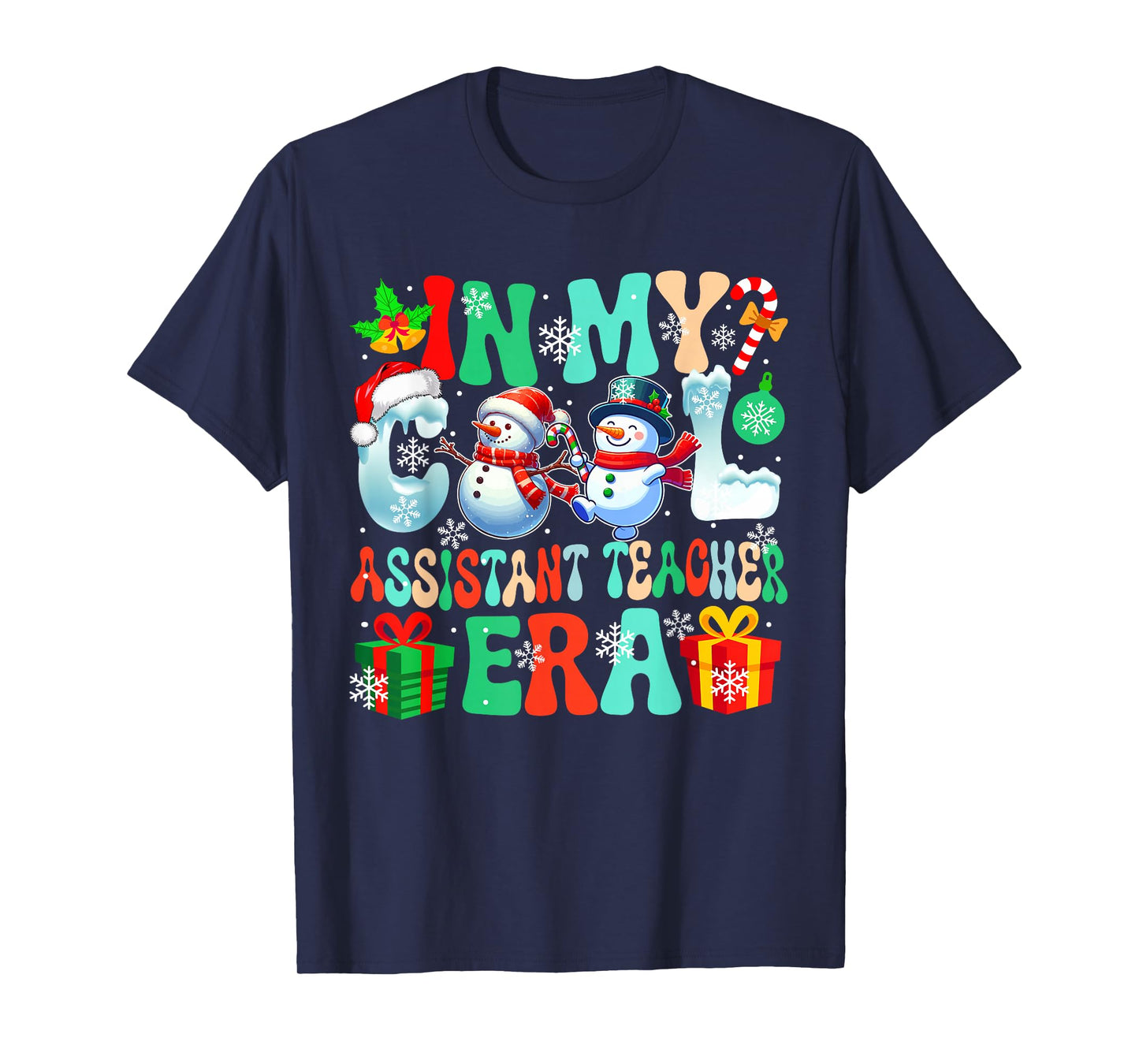 in Assistant Teacher Era Xmas Proud Job Santa Snowmen Lover T-Shirt