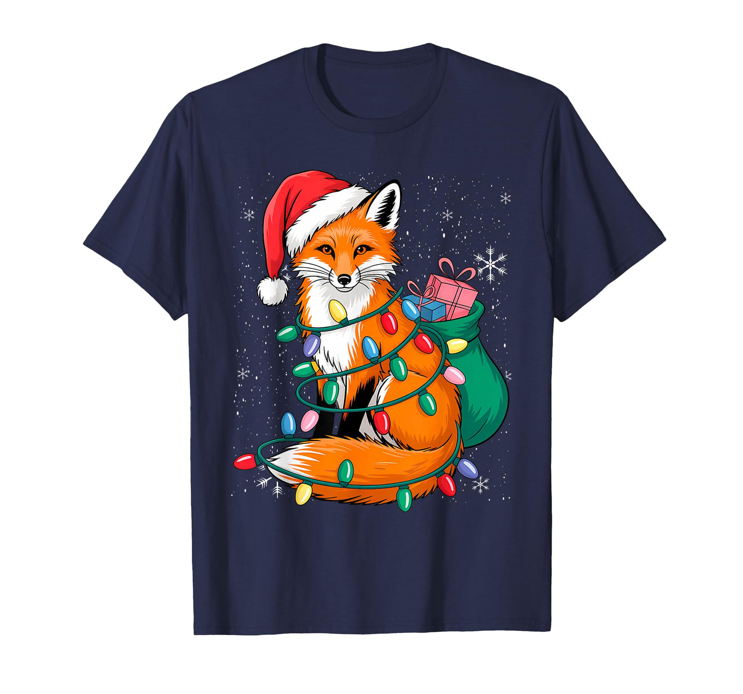 Lover Xmas Lighting Santa Fox Christmas T-Shirt
