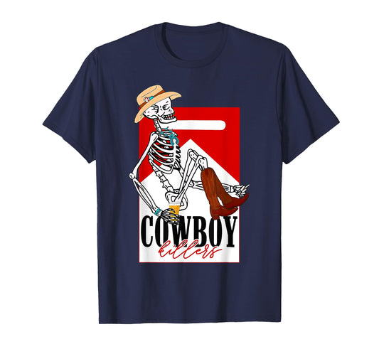 Kille-rs Vintage Cowboy Western Skeleton Funny Men Women T-Shirt