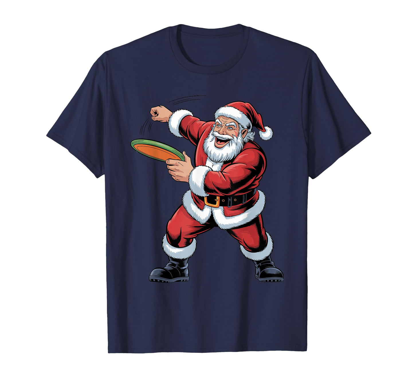 Santa Playing Disc Golf Funny Holiday Christmas Xmas Pajama T-Shirt