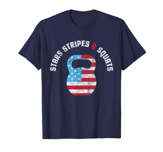 stars stripes and squad Workout Gym USA Flag 4th July T-Shirt