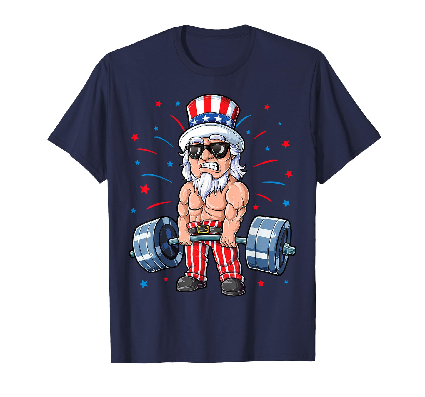 Uncle Sam Weightlifting 4th Of July Men Deadlift Fitness Gym T-Shirt