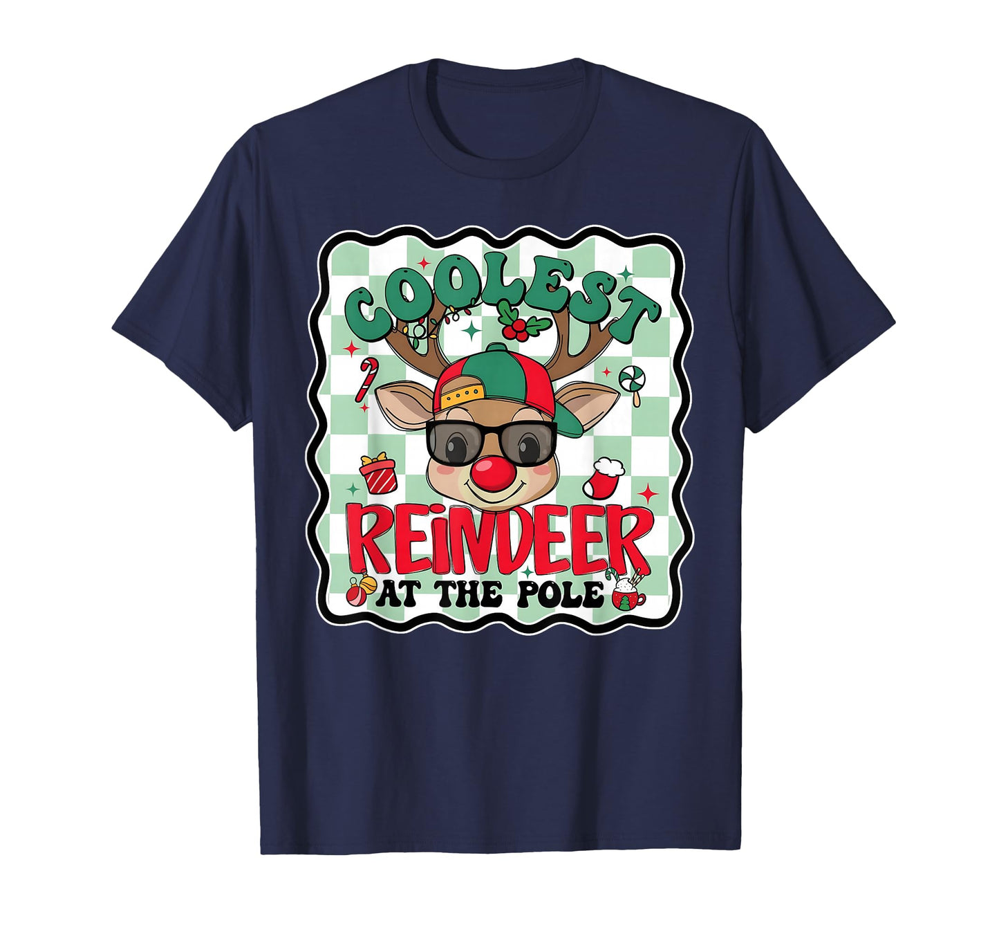 Coolest Reindeer at The Pole Funny Christmas Matching T-Shirt