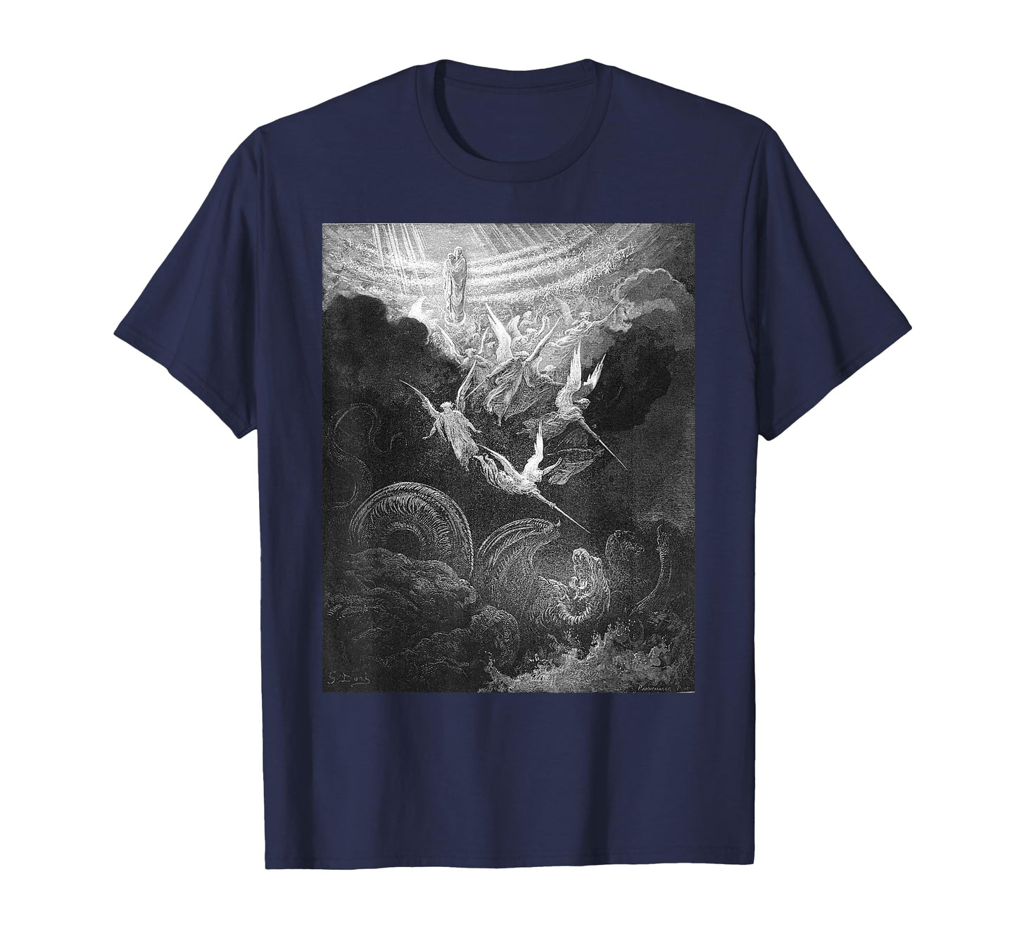 Gustave Dore Archangel Michael and Angels Fighting Dragon T-Shirt