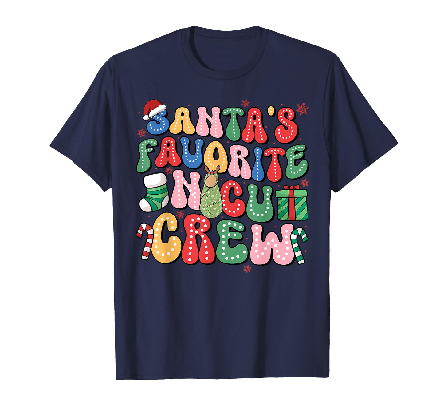 Groovy Santa's Favorite NICU Crew Nurse Neonatal ICU Women T-Shirt