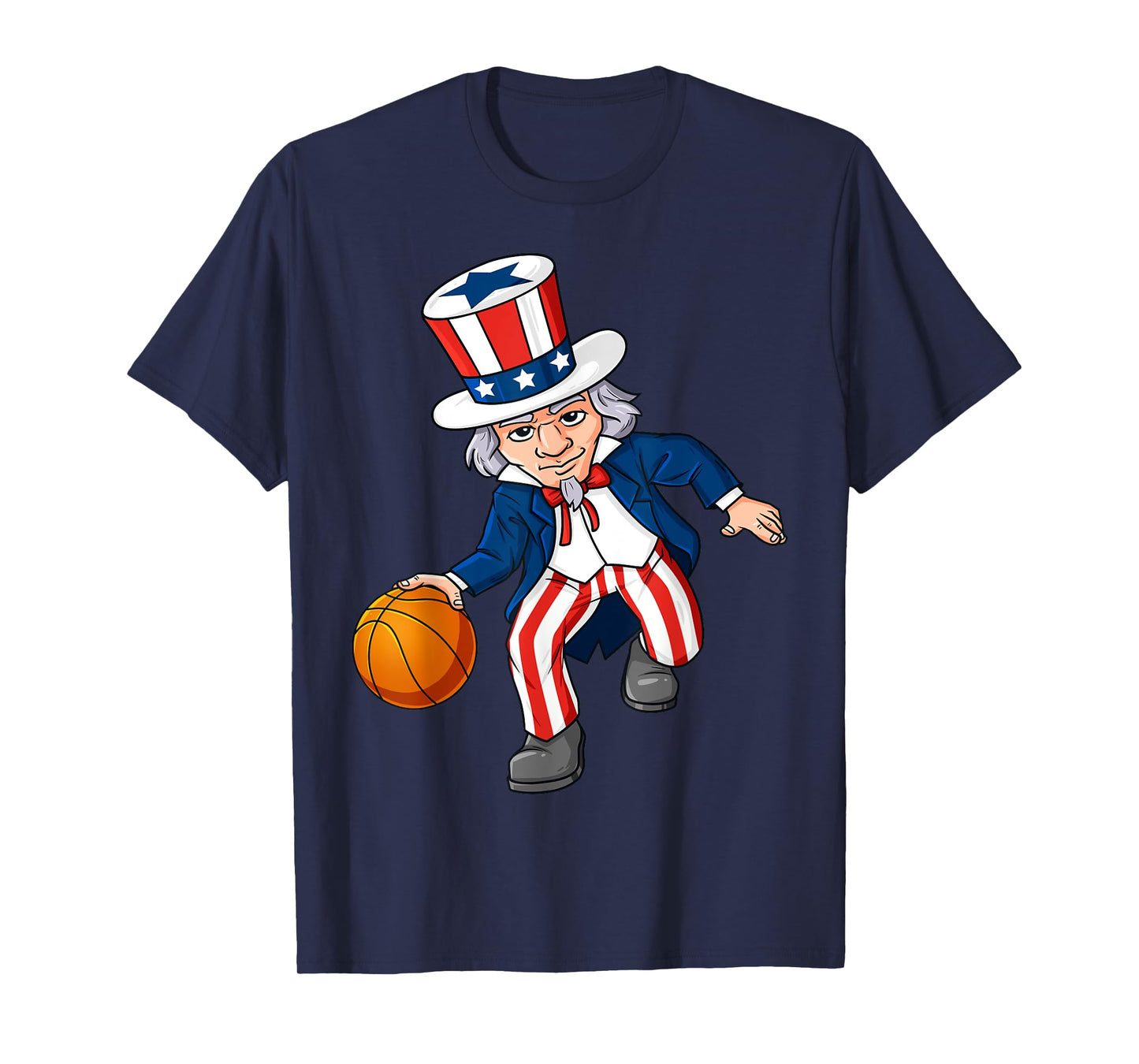 Basketball Uncle Sam 4th Of July Boys Kids Teens Dribble T-Shirt