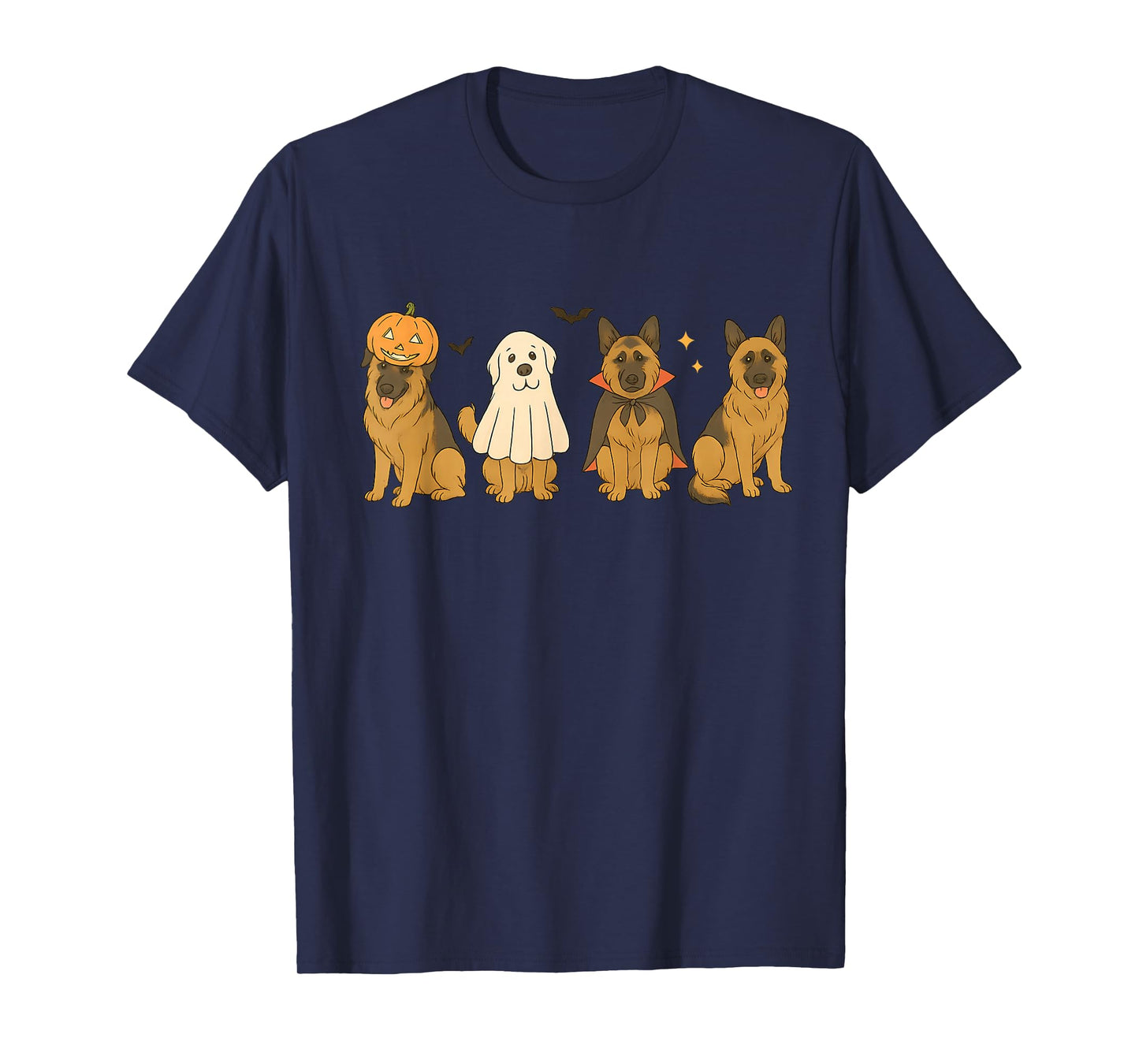 Retro Germand Shepherd Witch Scary Halloween Pumpkin T-Shirt