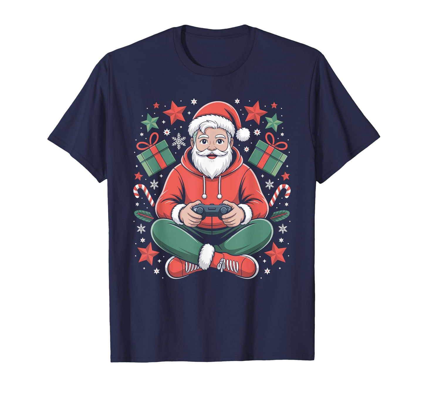 Santa Claus Gamer Christmas Holiday Video Games Gaming Xmas T-Shirt