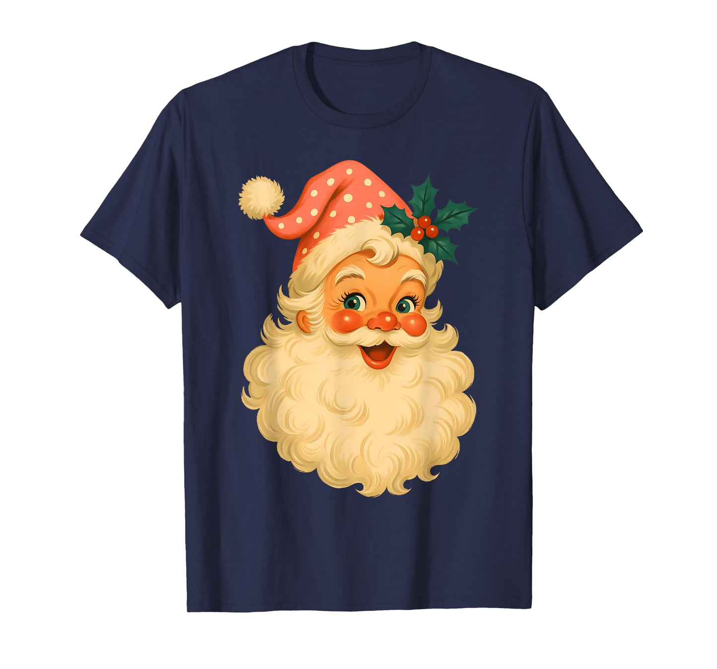 Vintage Santa Claus Merry Christmas Men Women Candy Cane T-Shirt