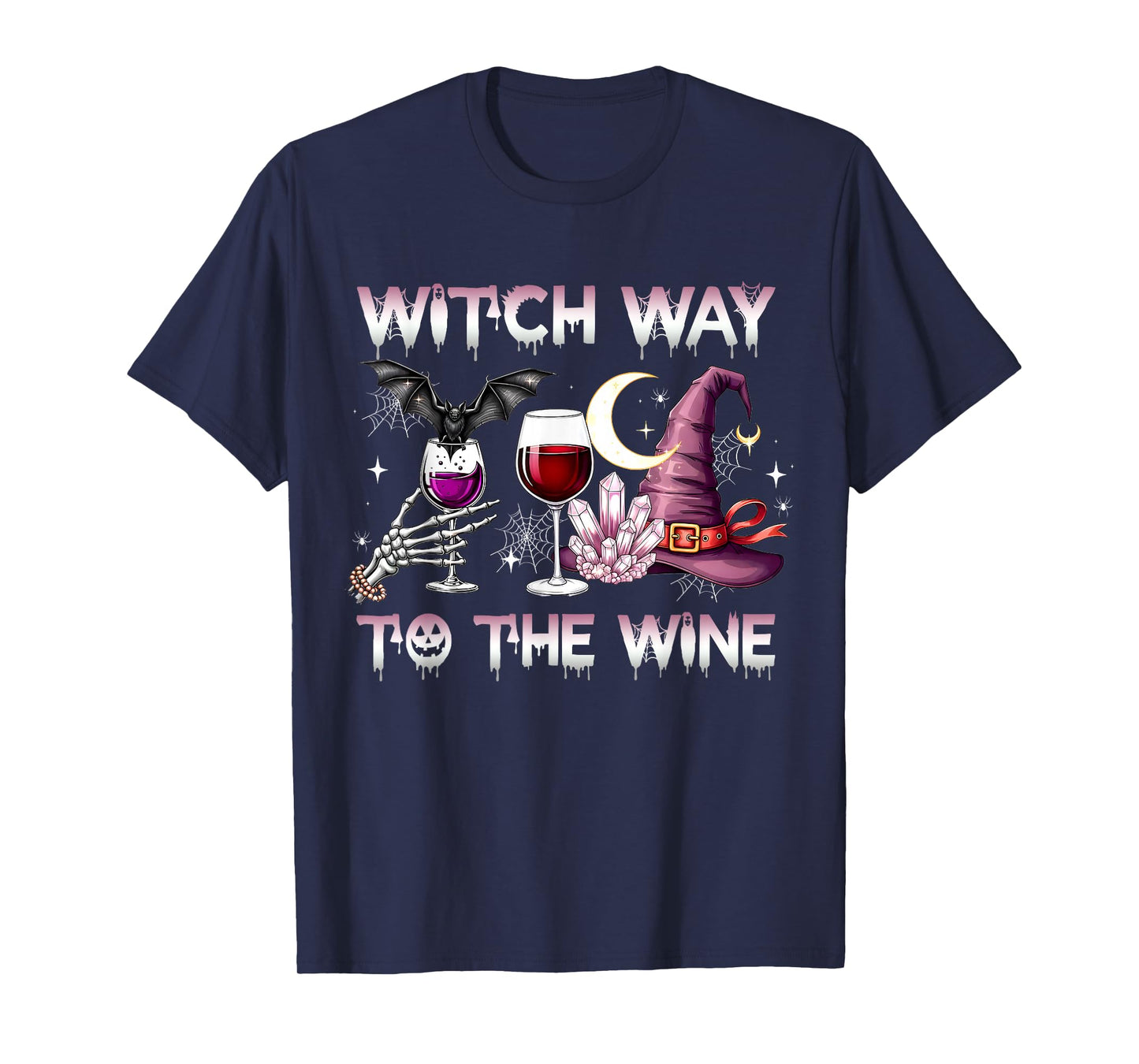 Witch Way to The Wine Funny Halloween Wine Lover T-Shirt
