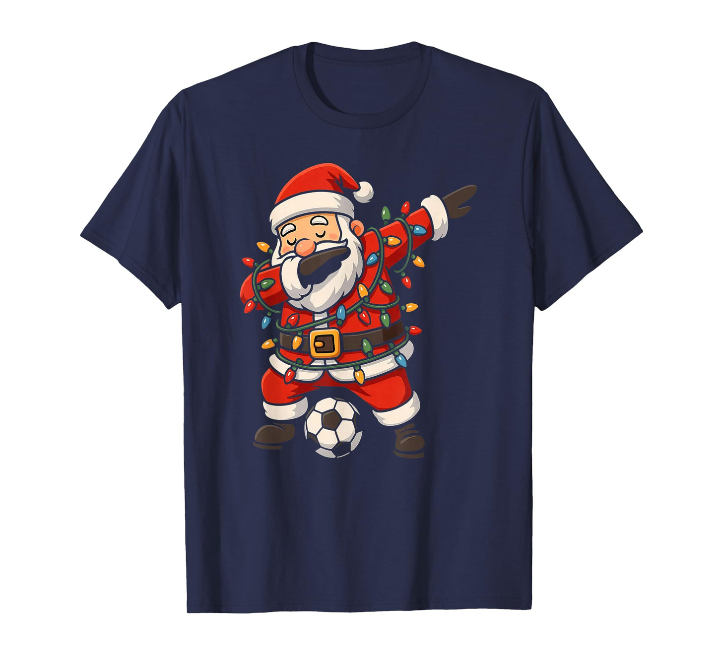Happy Xmas Dabbing Santa Soccer Christmas Pajamas Kids T-Shirt