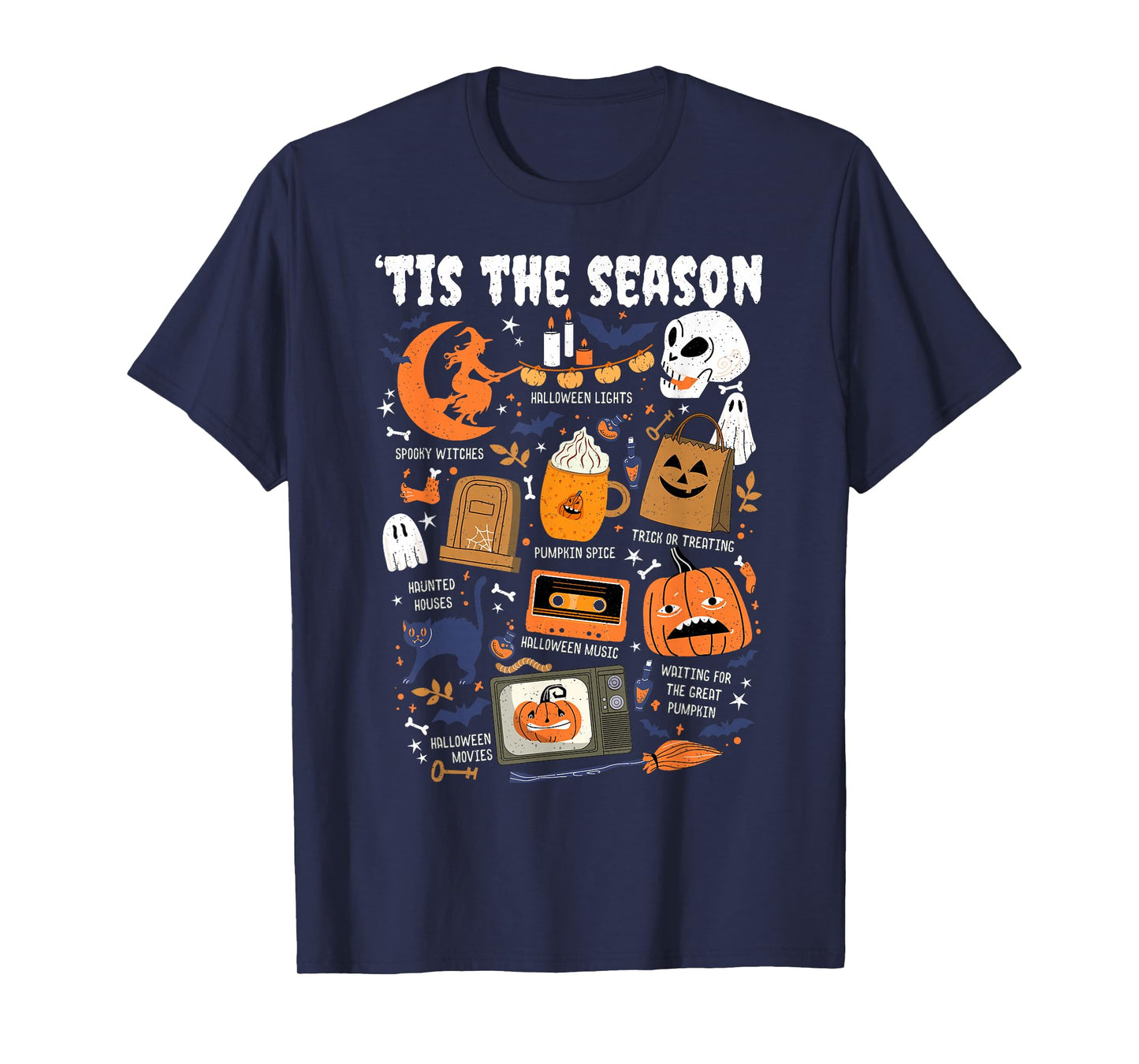 Tis The Season Halloween Spooky Season Pumpkin Ghost Vibe T-Shirt