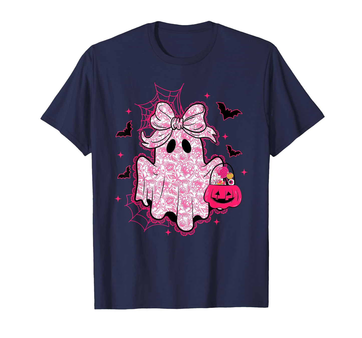 Vintage Lace Ghost Coquette Bow Halloween Girly Women Girls T-Shirt