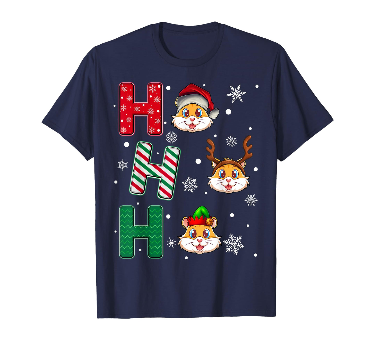 Ho Ho Ho Hamster Animal Matching Santa Elf Xmas T-Shirt