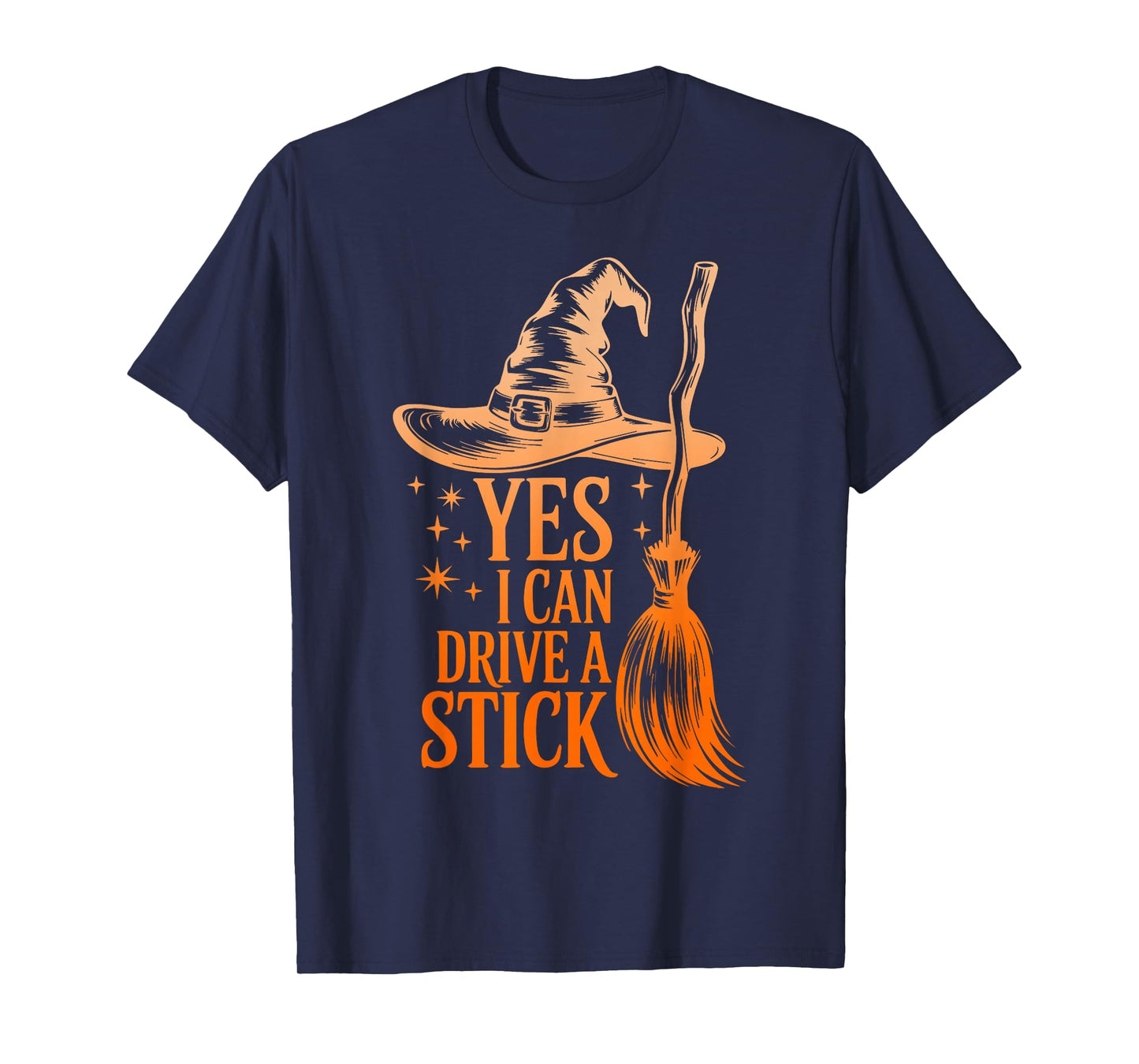 Yes I Can Drive A Stick Funny Halloween Spooky Witch T-Shirt