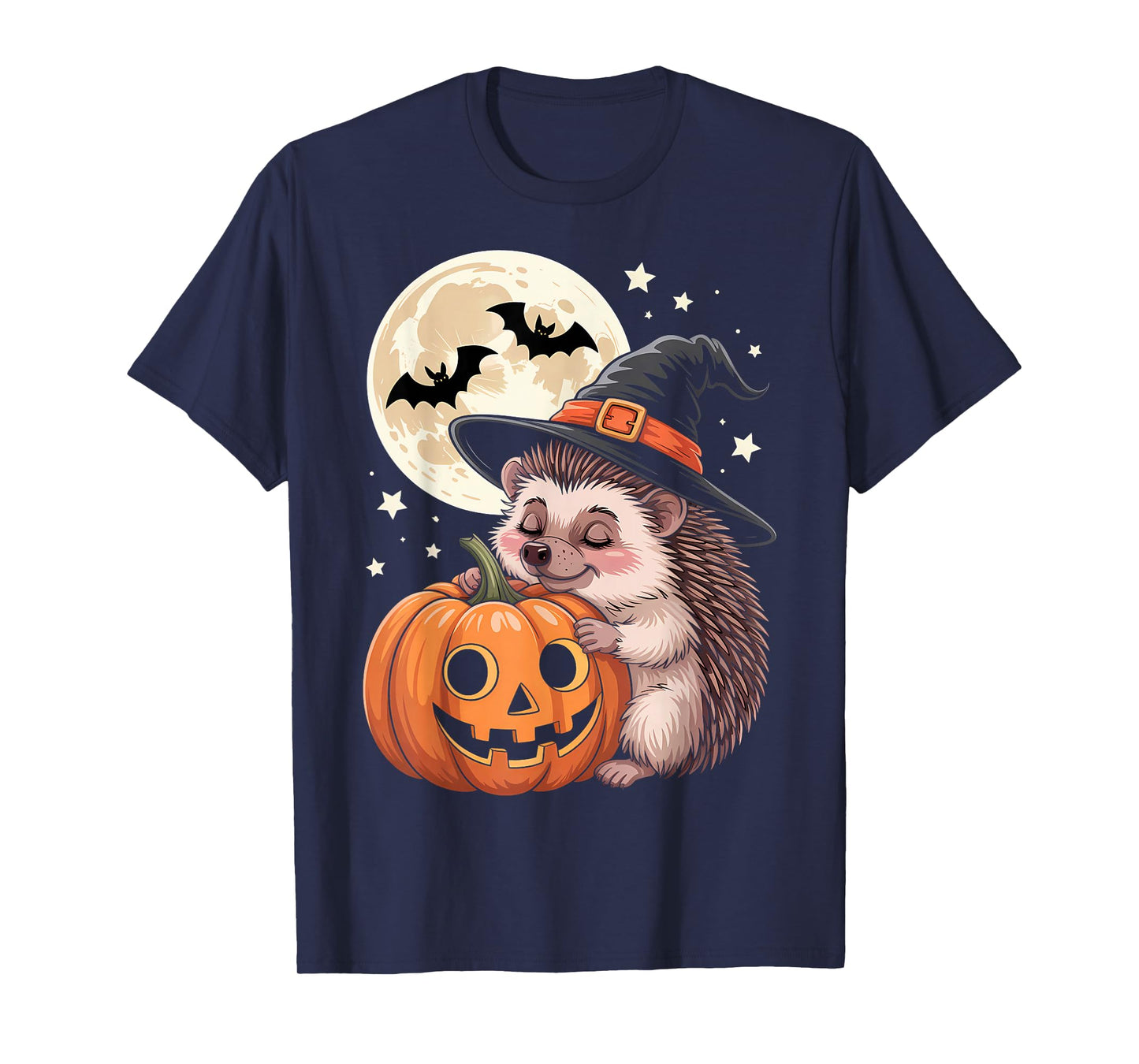 Halloween Hedgehog Witch Hat Pumpkin Spooky T-Shirt