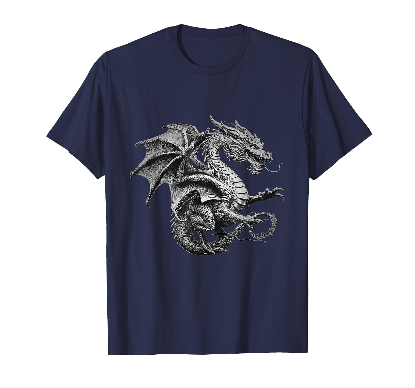 Vintage Dragon Art Silver Dragon Design T-Shirt