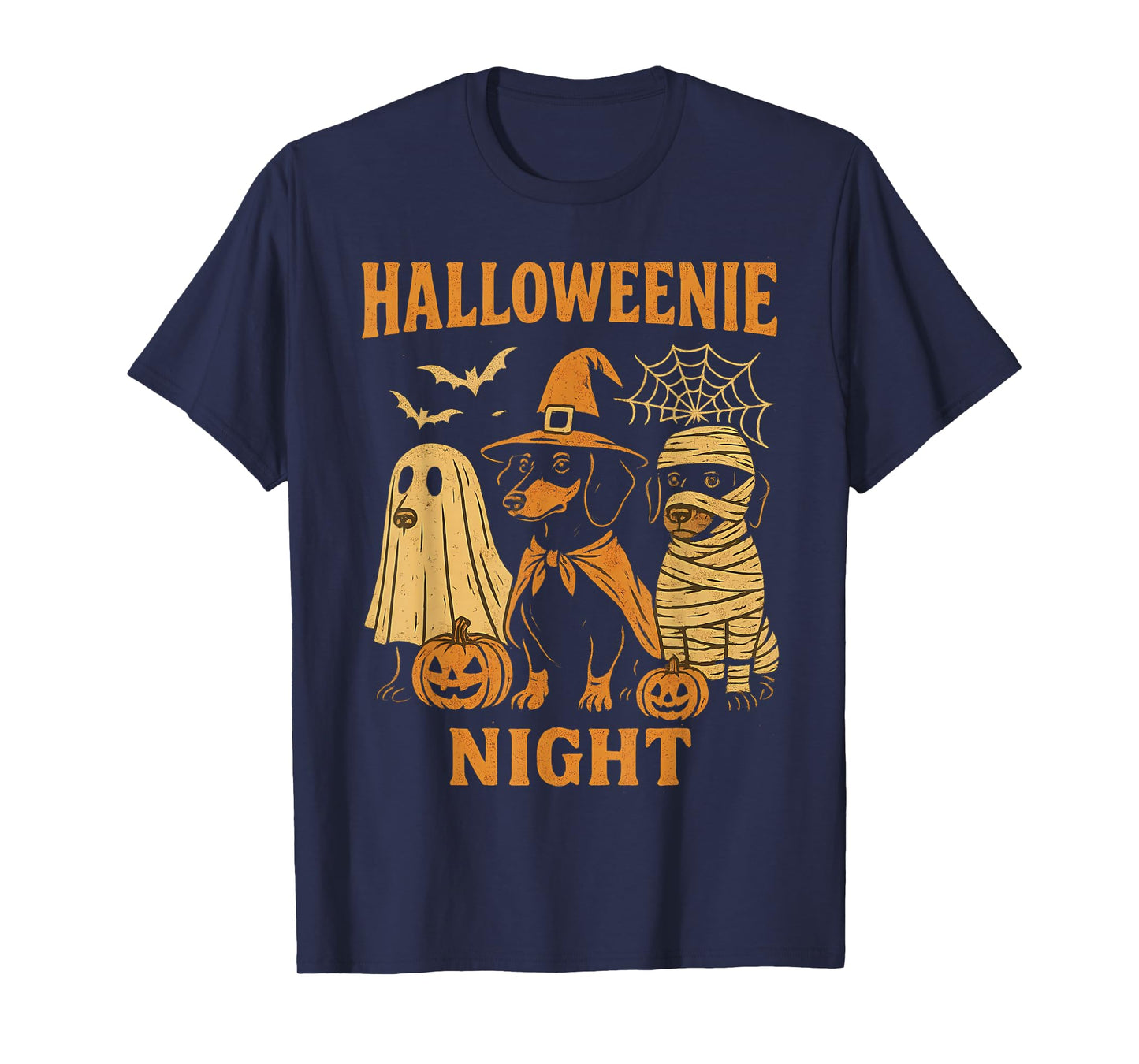 Halloweenie Dachshund Ghost Witch Mummy Funny Halloween Dog T-Shirt
