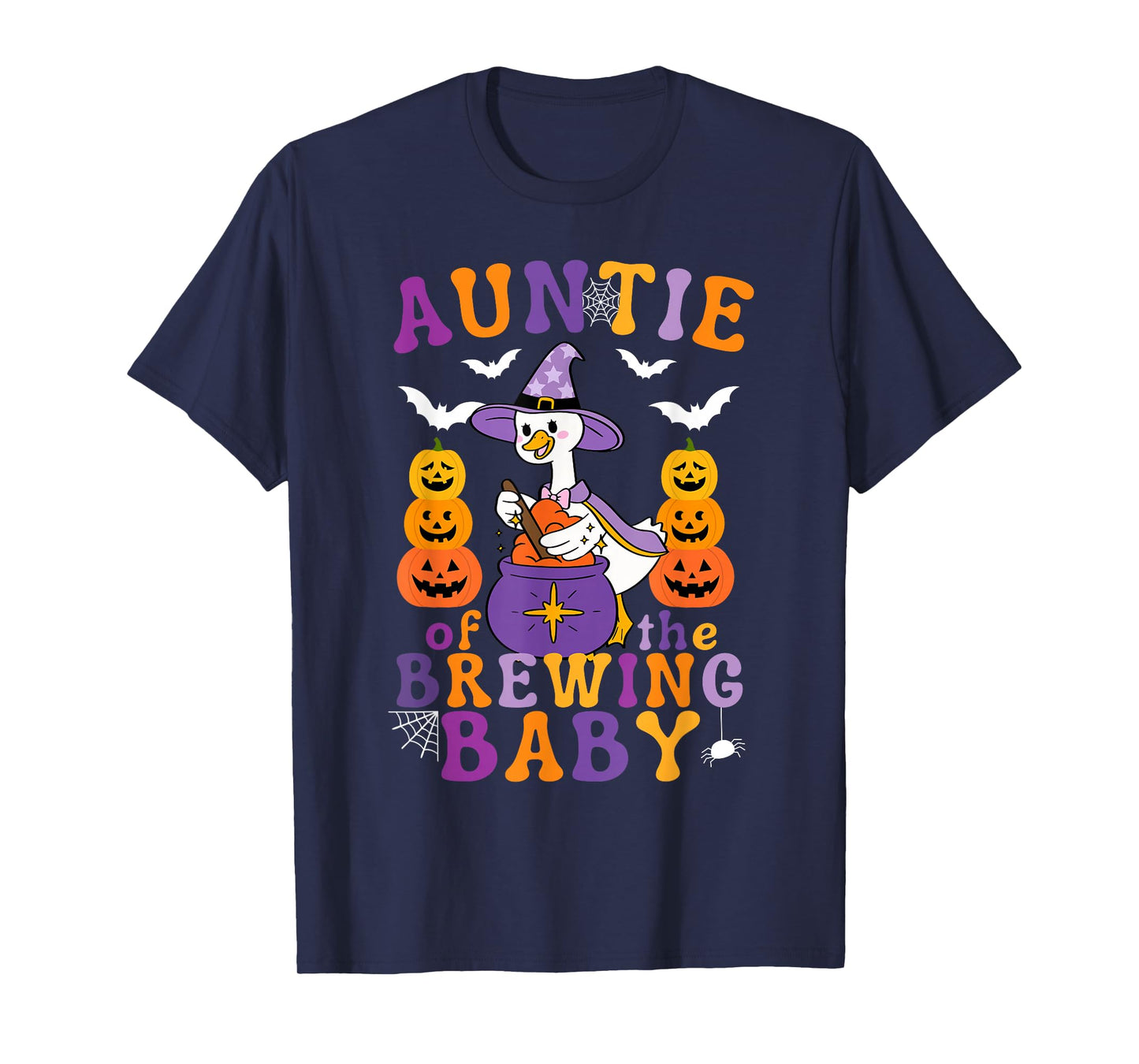 Auntie of The Brewing Baby Halloween Baby Shower Witch Goose T-Shirt