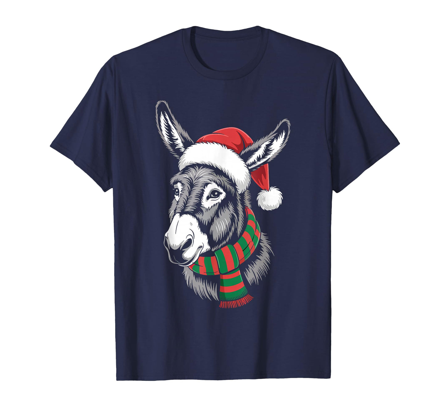 Donkey Xmas Santa Hat Scarf Christmas Costume T-Shirt