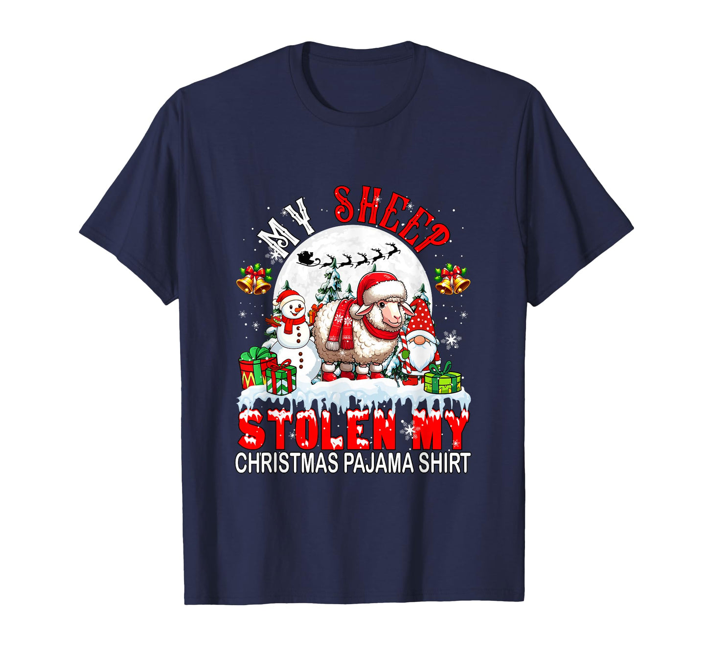 My Sheep Stolen My Christmas Pajama Shirt Santa Farmer Owner T-Shirt
