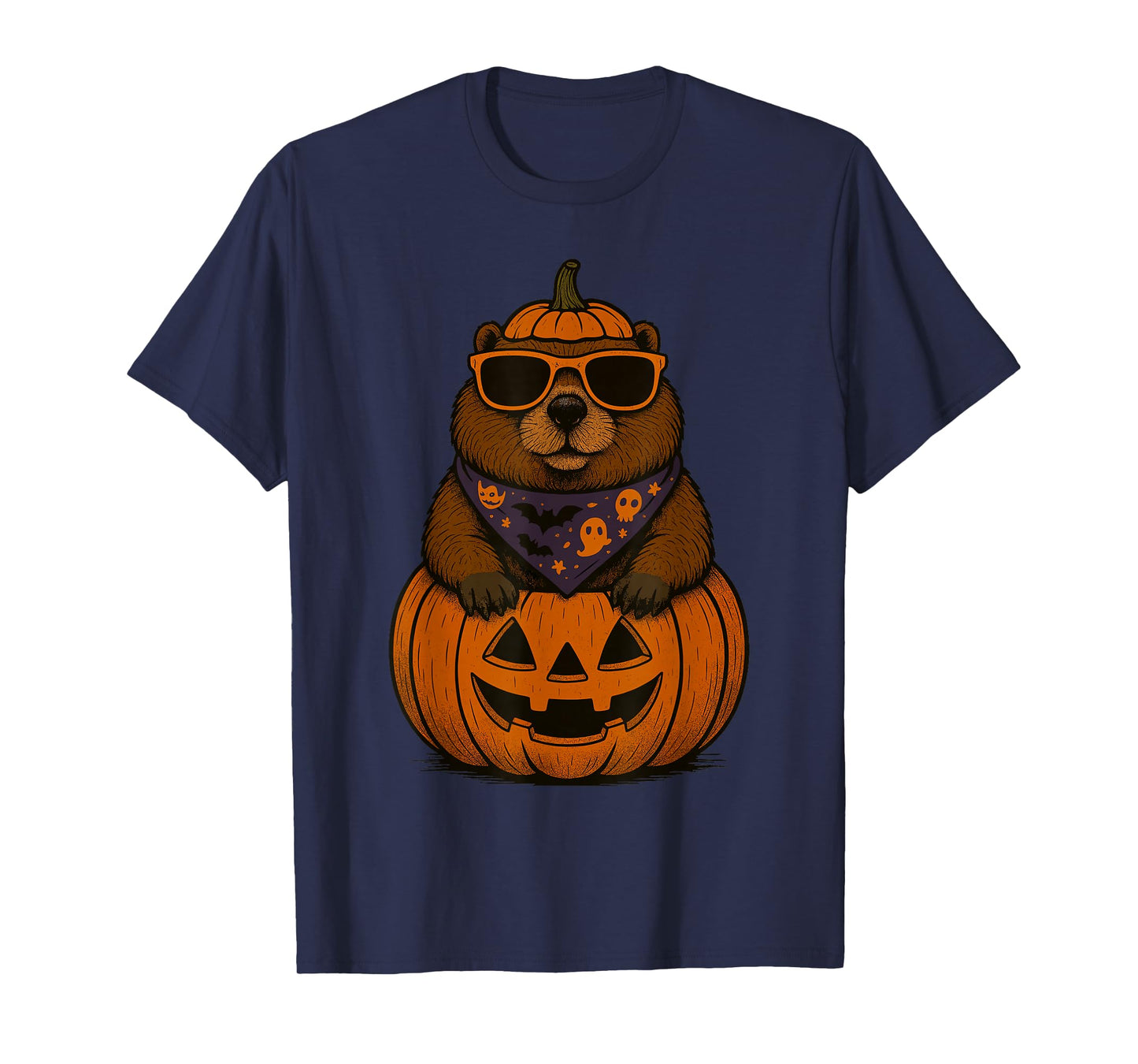 Spooky Groundhog Pumpkin Halloween T-Shirt
