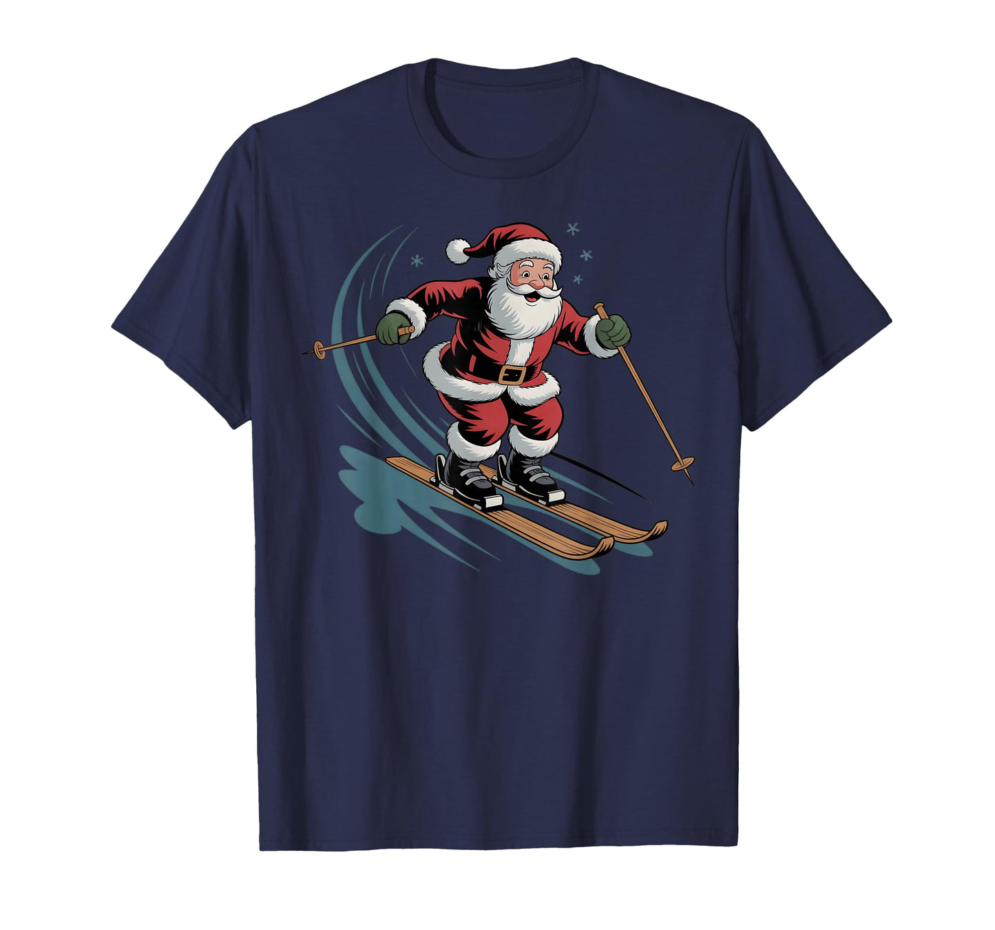 Skiing Christmas Skier Ski Santa Cute Xmas Boys Men Kids T-Shirt