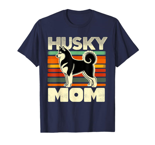 Retro Husky Mom Dog Mother Pet Siberian Huskies Mama T-Shirt