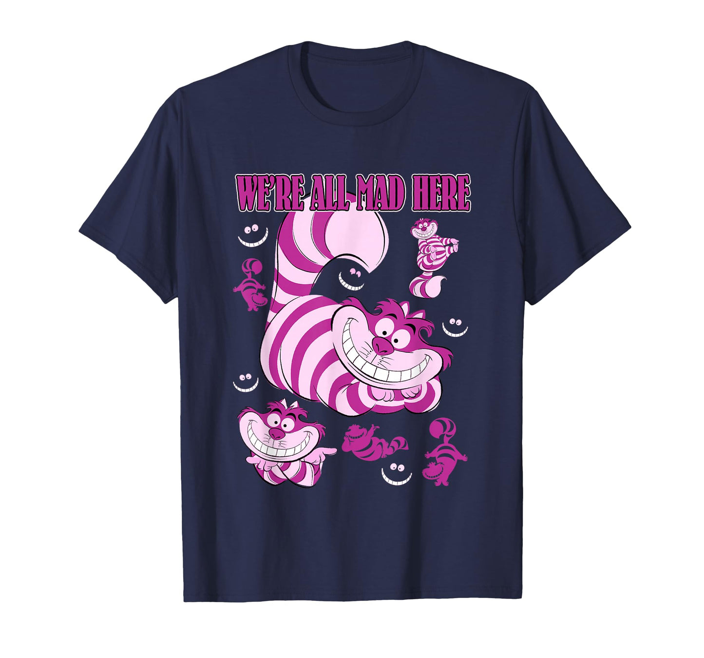 Disney Alice In Wonderland Cheshire Cat We're All Mad Here T-Shirt