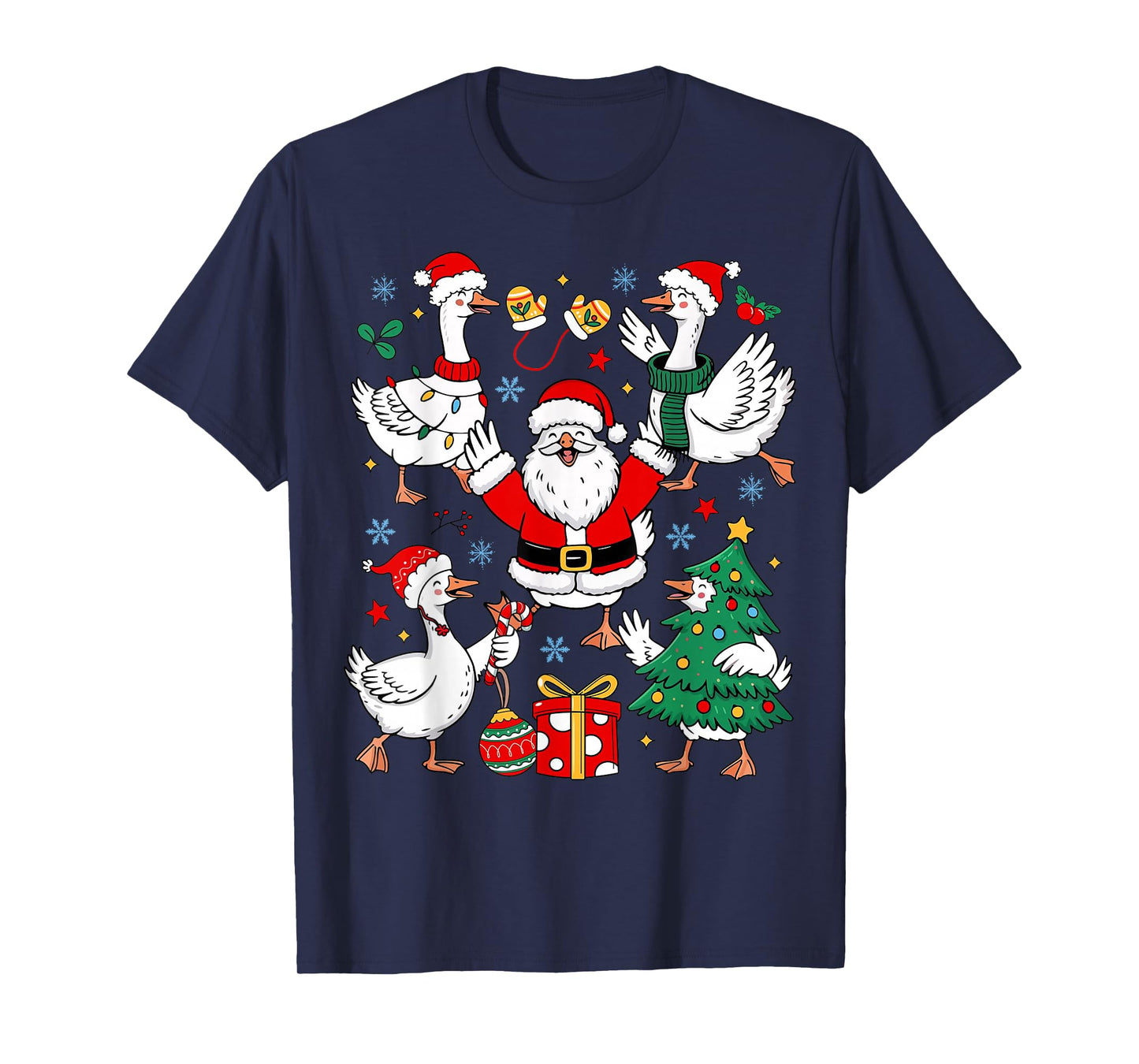Retro Christmas Goose Santa Funny Mens Womans Kids T-Shirt