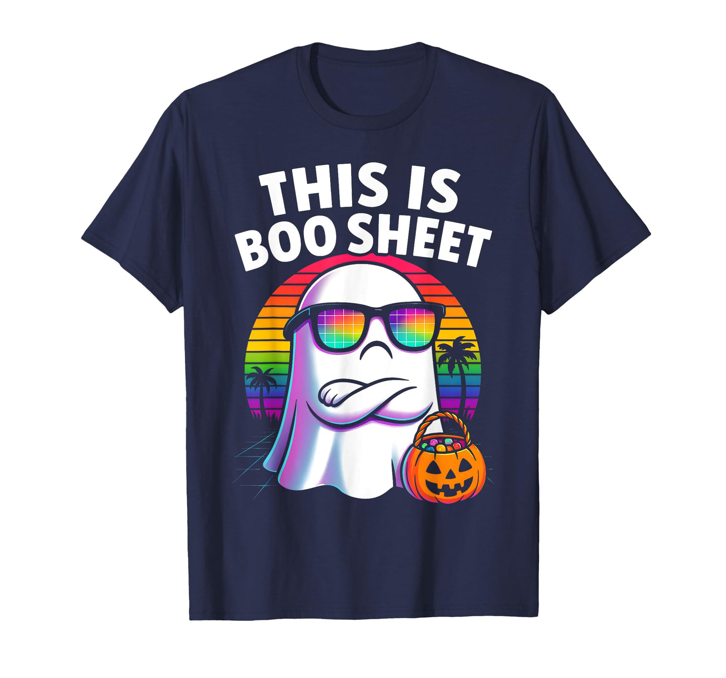 Retro This is Boo Sheet Halloween Ghost Funny Men Women Kid T-Shirt