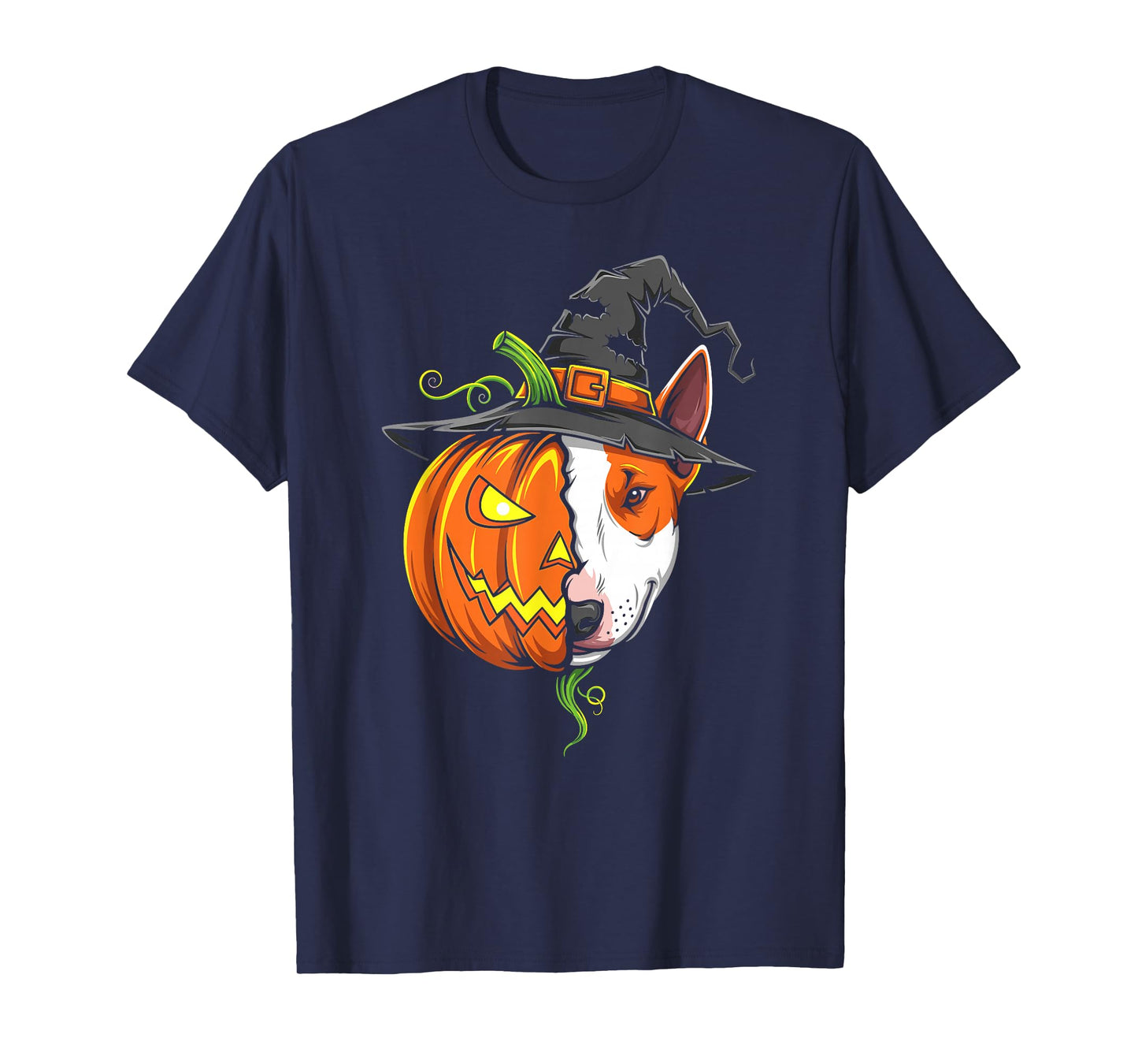 Bull Terrier Pumpkin Jack O Lantern Halloween Mens Womens T-Shirt