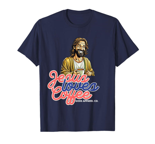 Laughing Jesus with a Coffee Mug Christian Coffee Lover T-Shirt