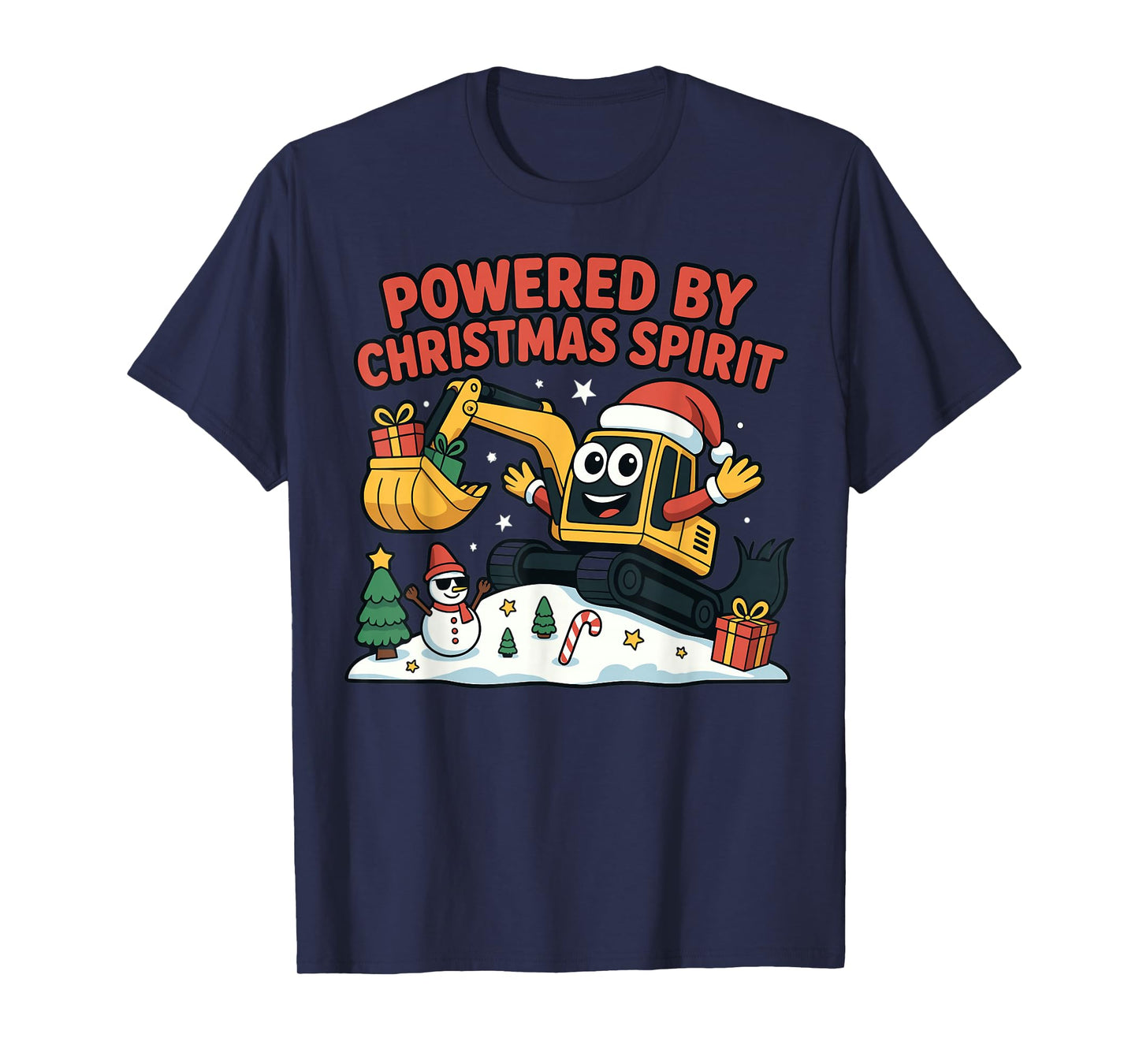 Christmas Spirit Excavator Cartoon Holiday Design T-Shirt