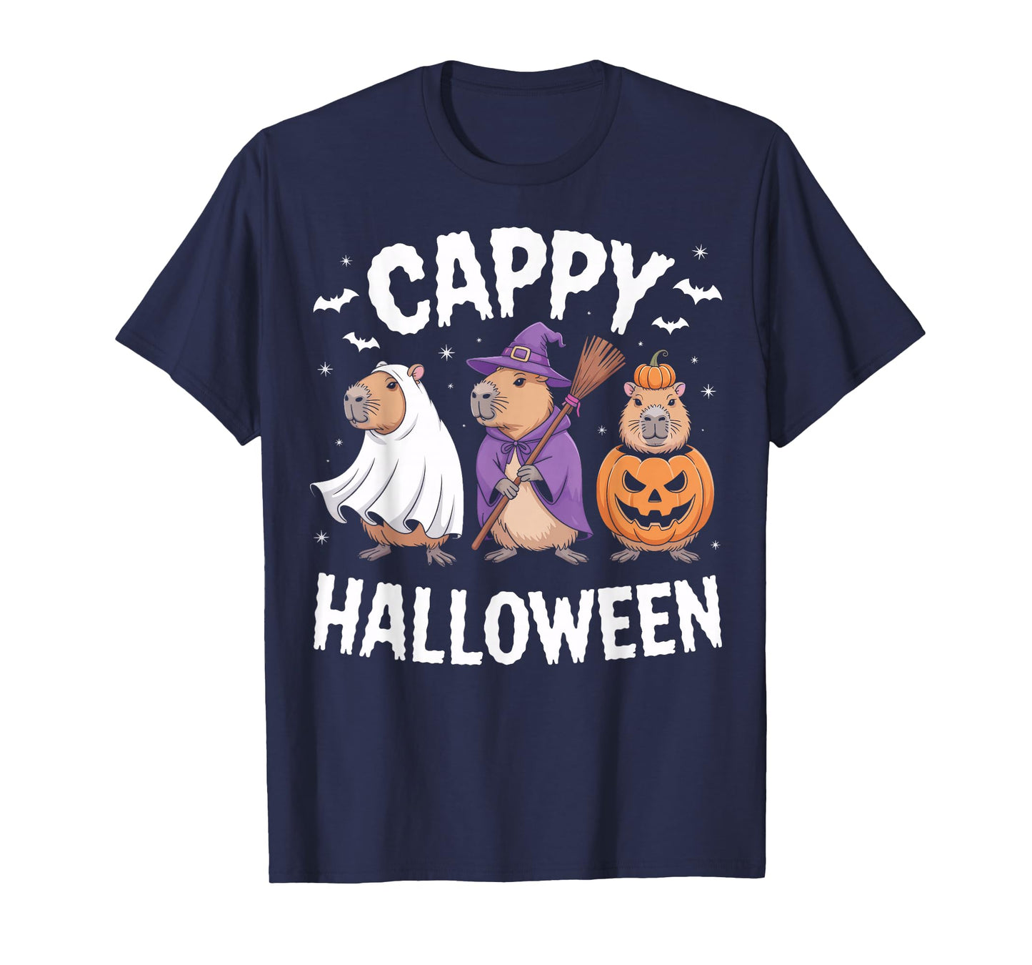 Cappy Halloween Funny Capybara Witch Pumpkin Ghost Costume T-Shirt