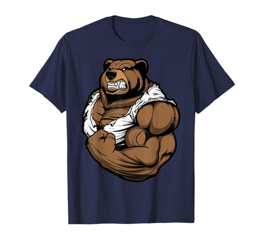 Bear Bodybuilder Muscular Body Gym Fitness Weightlifting T-Shirt