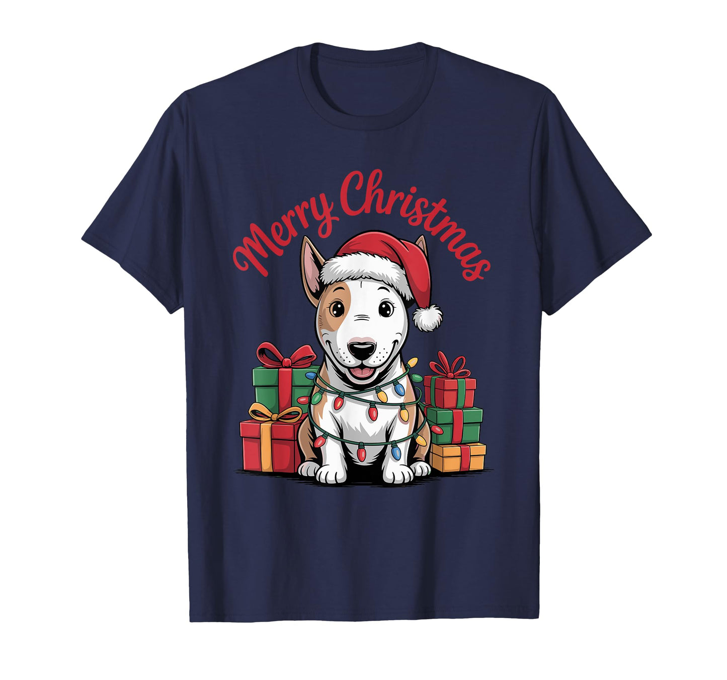 Cute Bull Terrier Christmas Funny Bully Dog Lover Holiday T-Shirt