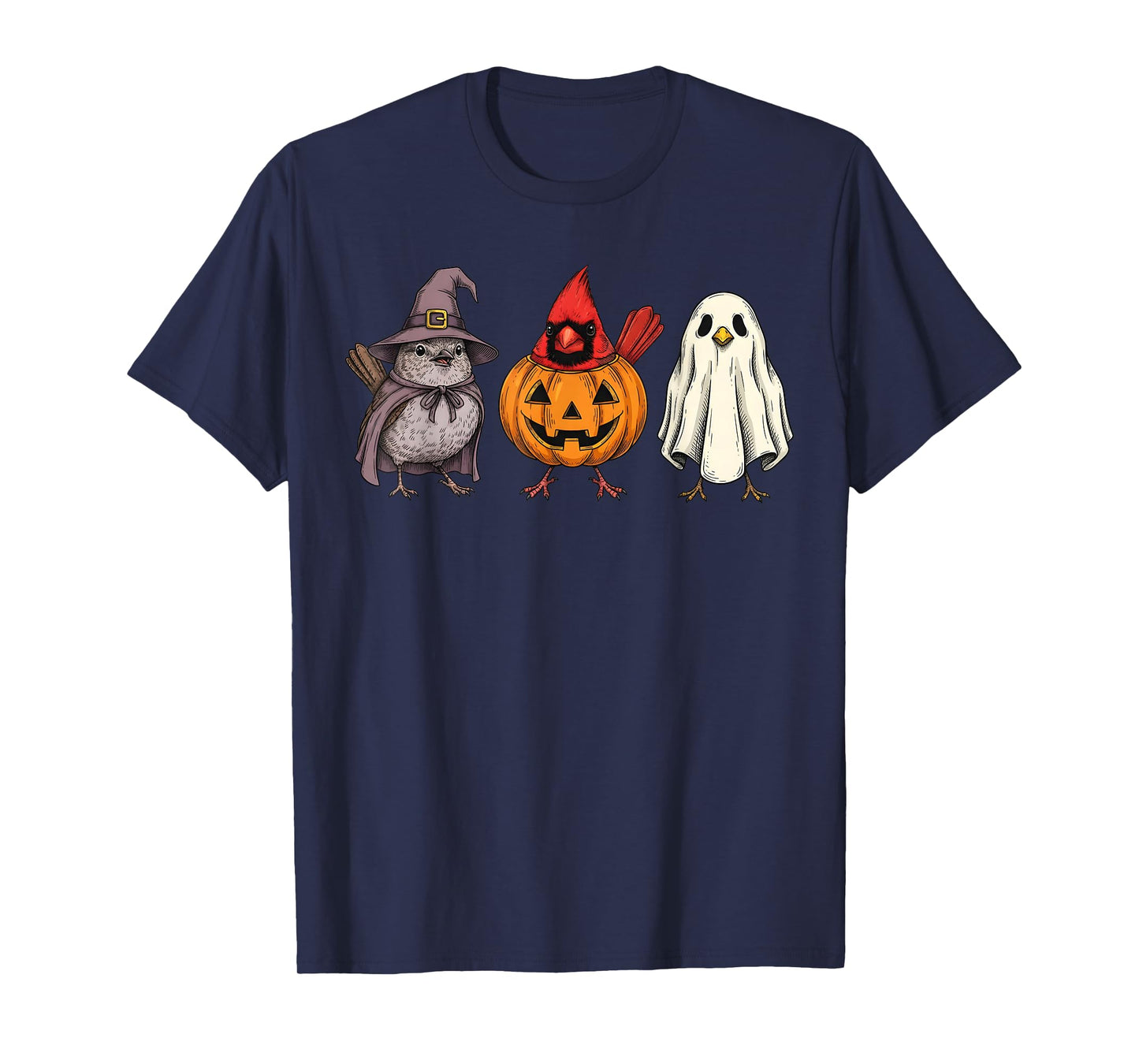 Spooky Ghost Bird Lover Birdwatcher Pumpkin Halloween T-Shirt