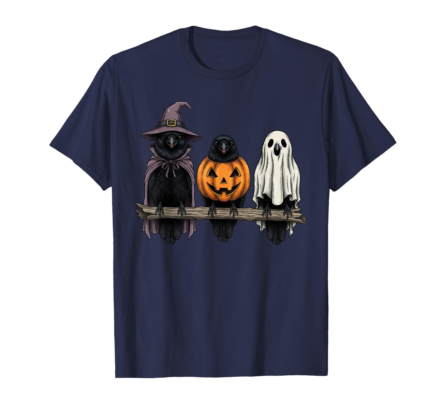 Spooky Ghost Crow Lover Pumpkin Halloween T-Shirt