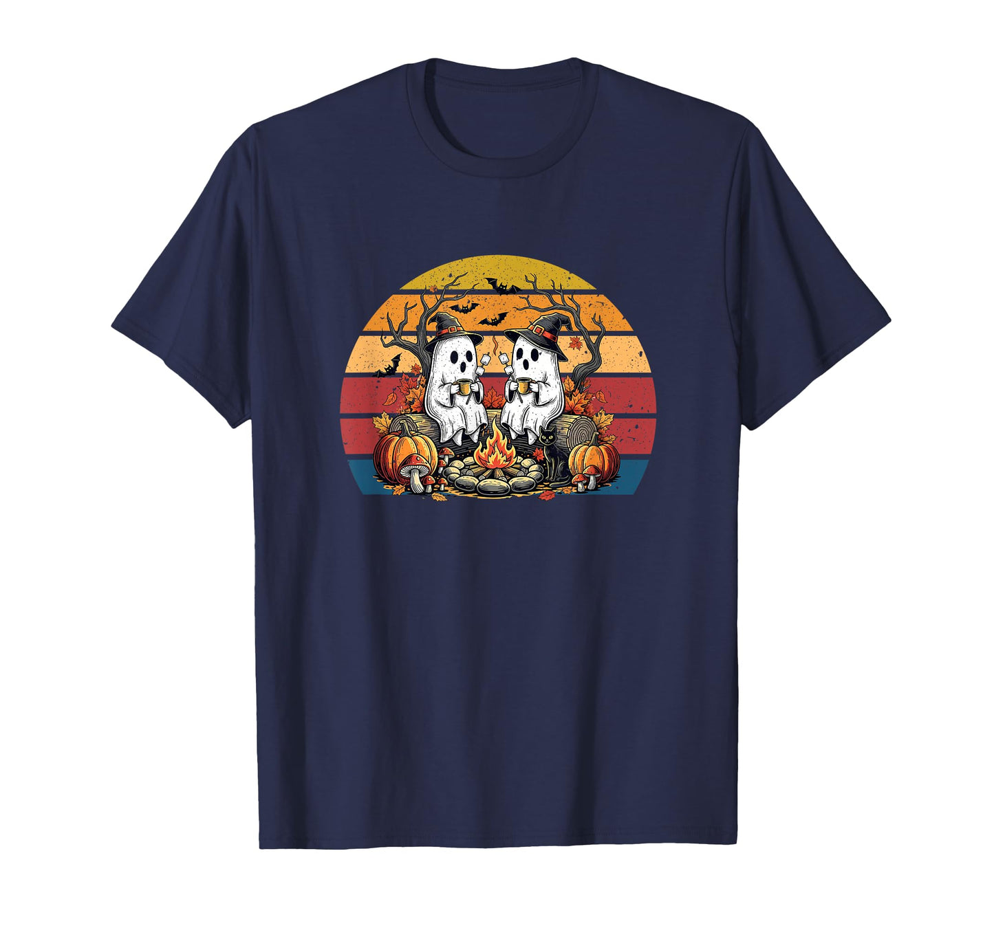 Cute Ghost Camping Campfire Halloween Marshmallow T-Shirt