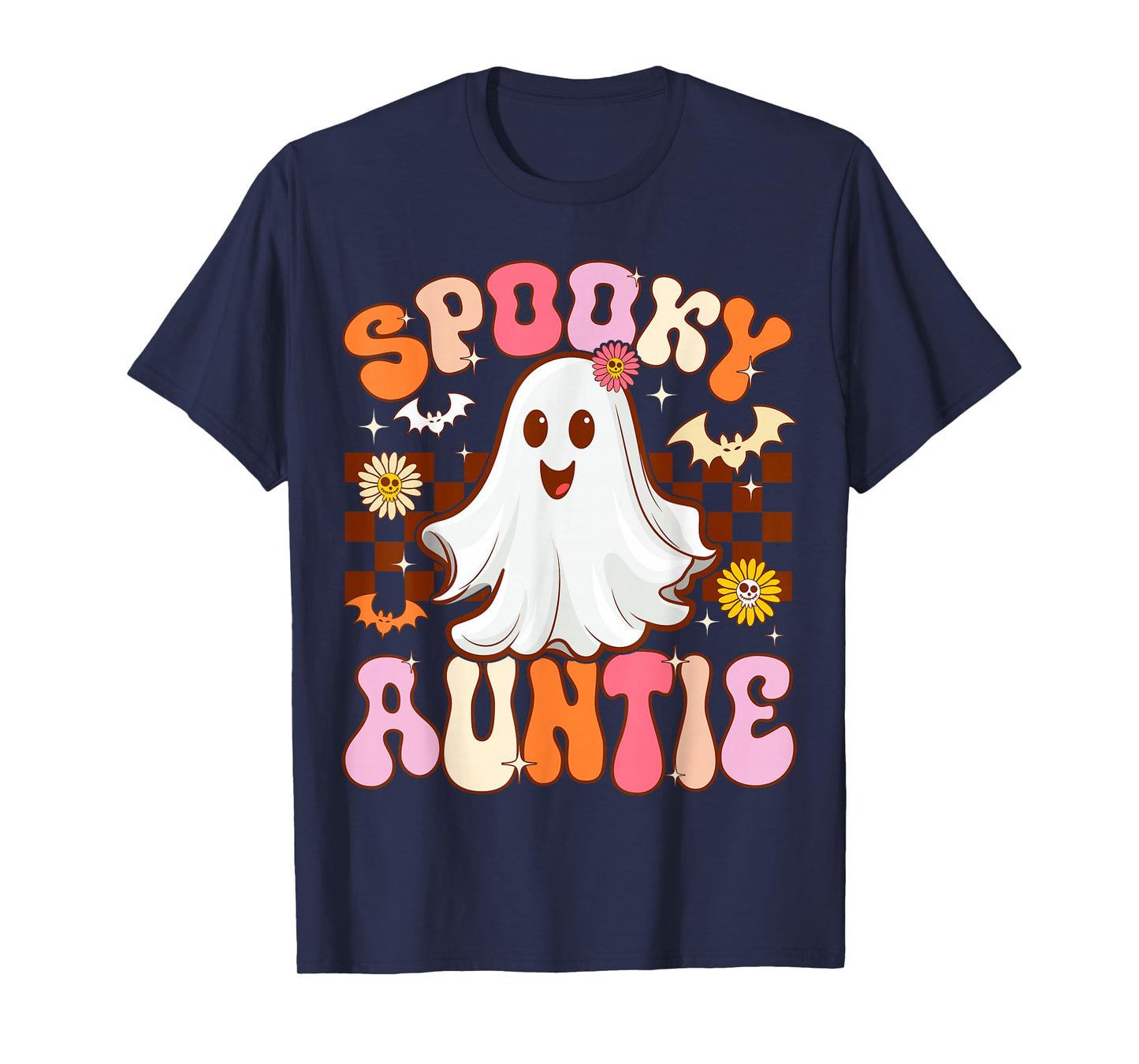 Spooky Auntie Halloween Aunt Ghost Costume Retro Groovy T-Shirt