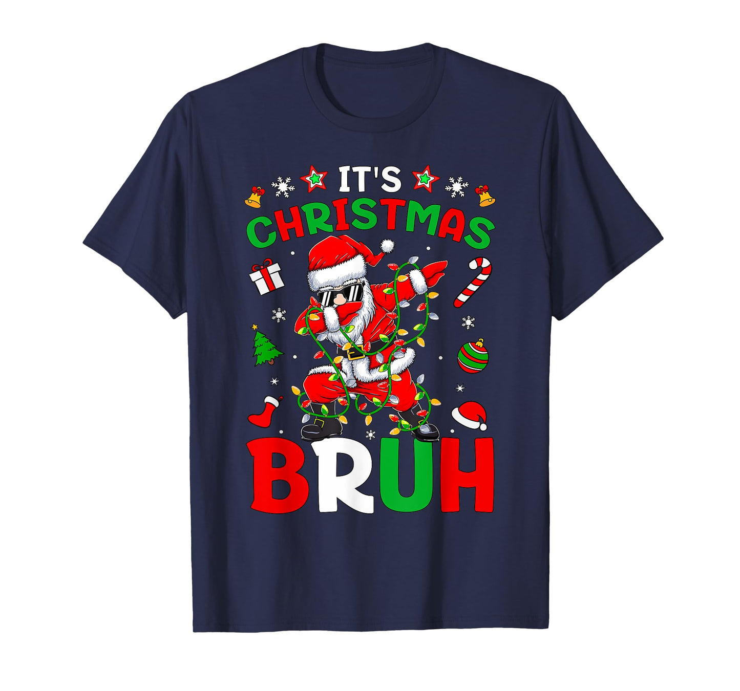 Bruh Christmas Boys Kids Santa Claus Dabbing Funny Xmas T-Shirt