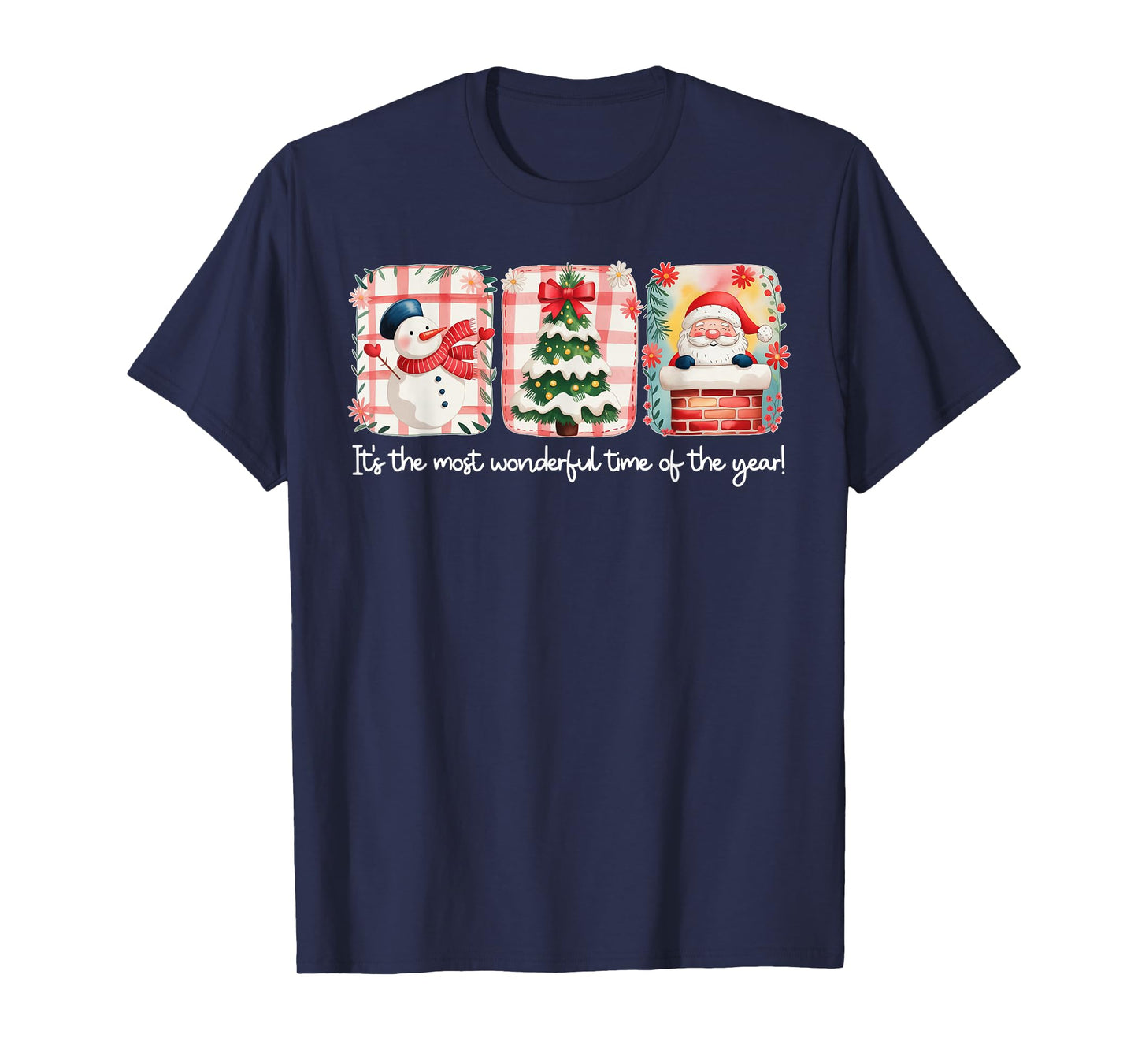 Christmas The Most Wonderful Time of The Year Plaid Snowman T-Shirt