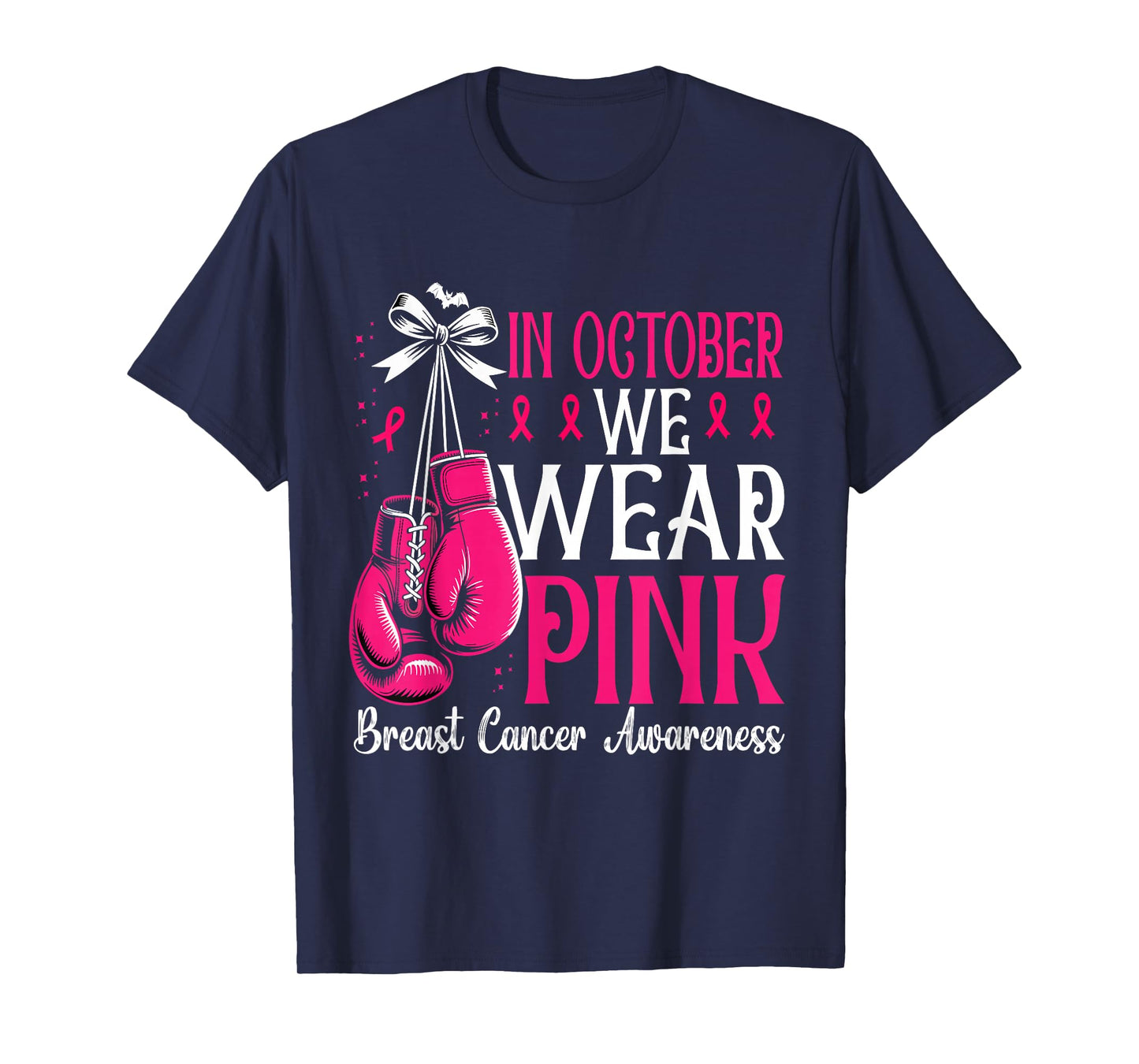 in October We Wear Pink Boxing Breast Cancer Awareness T-Shirt